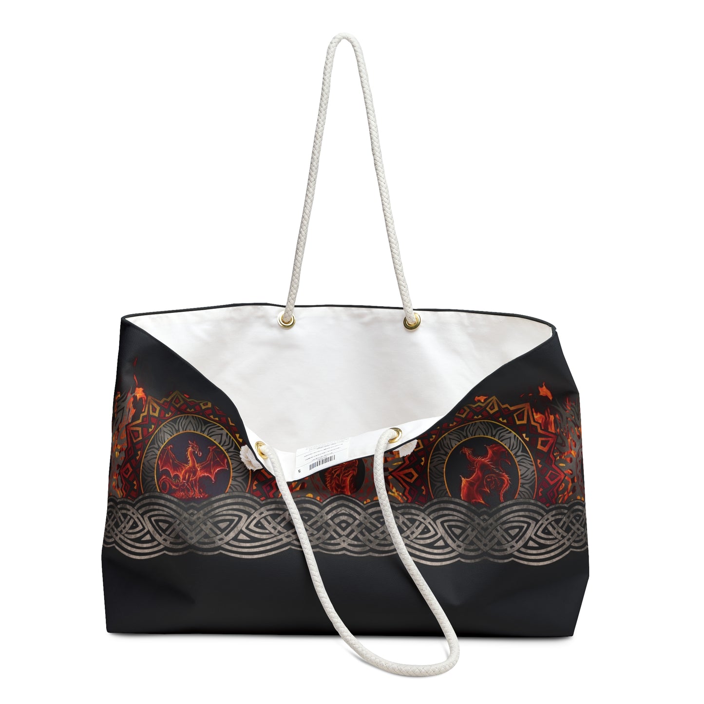 Weekender Tote Bag (Large):  Dragons [Red Fury-Border]