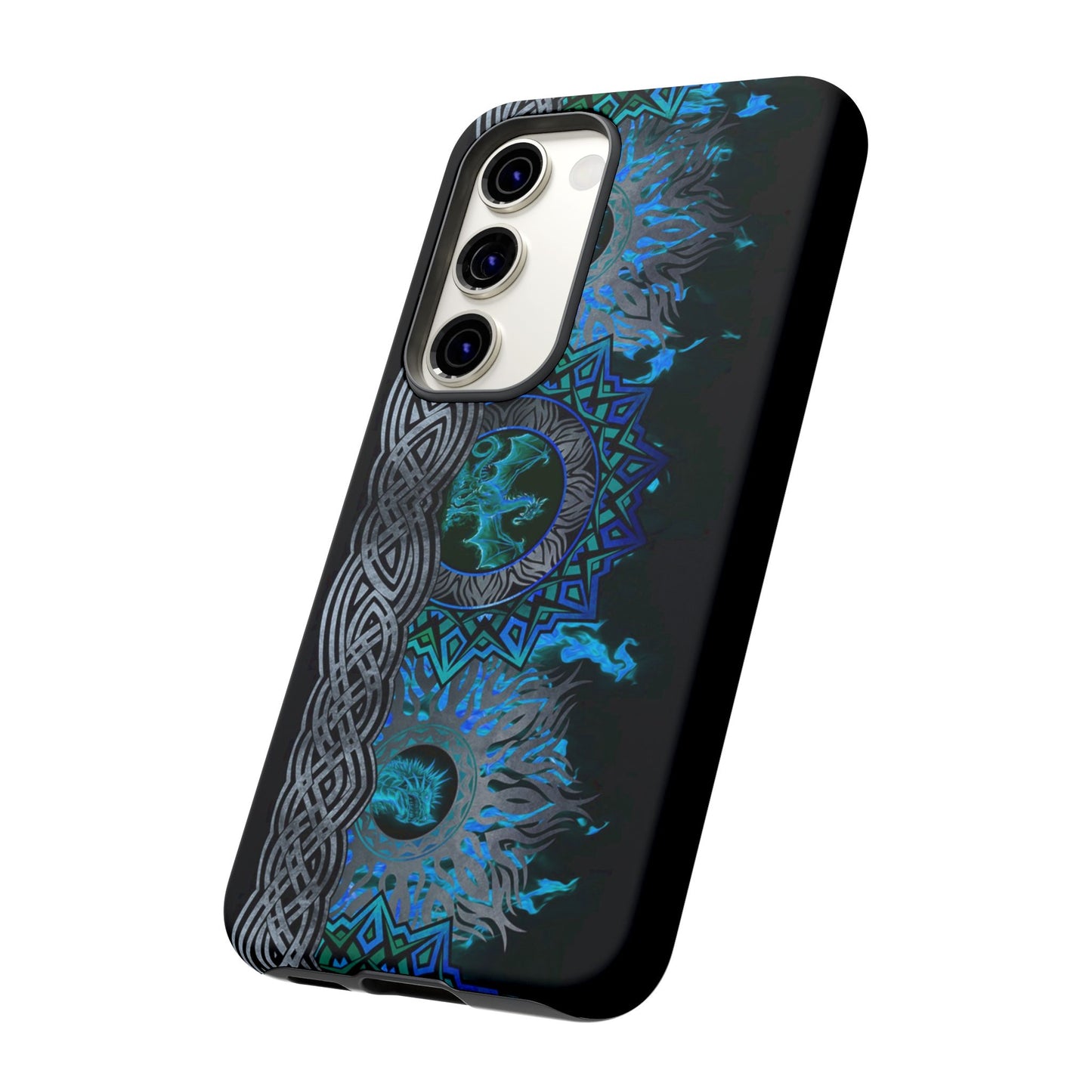 Samsung Galaxy S23 - Tough Case-Phone Case: Dragons-Blue Fury Border
