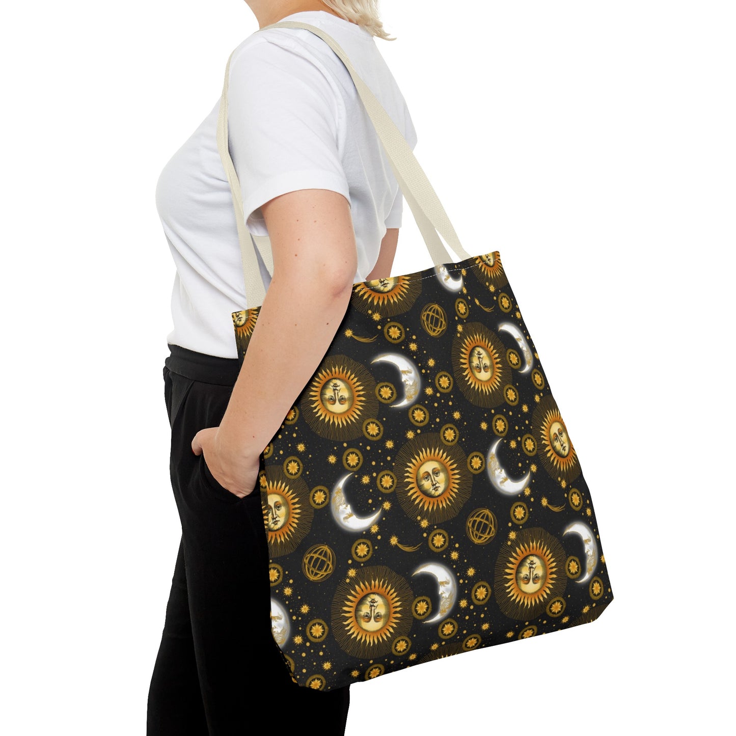 Tote Bag: Large:  ($24.23):  Celestial [Sun-Moon-Black]