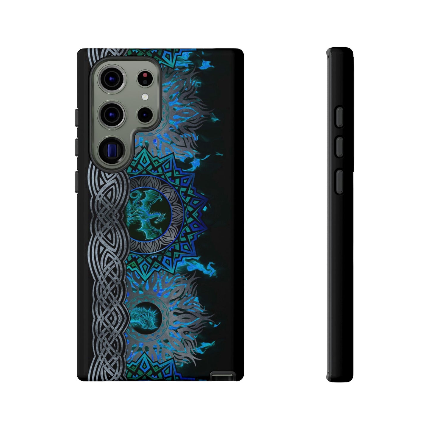 Samsung Galaxy S23 - Tough Case-Phone Case: Dragons-Blue Fury Border