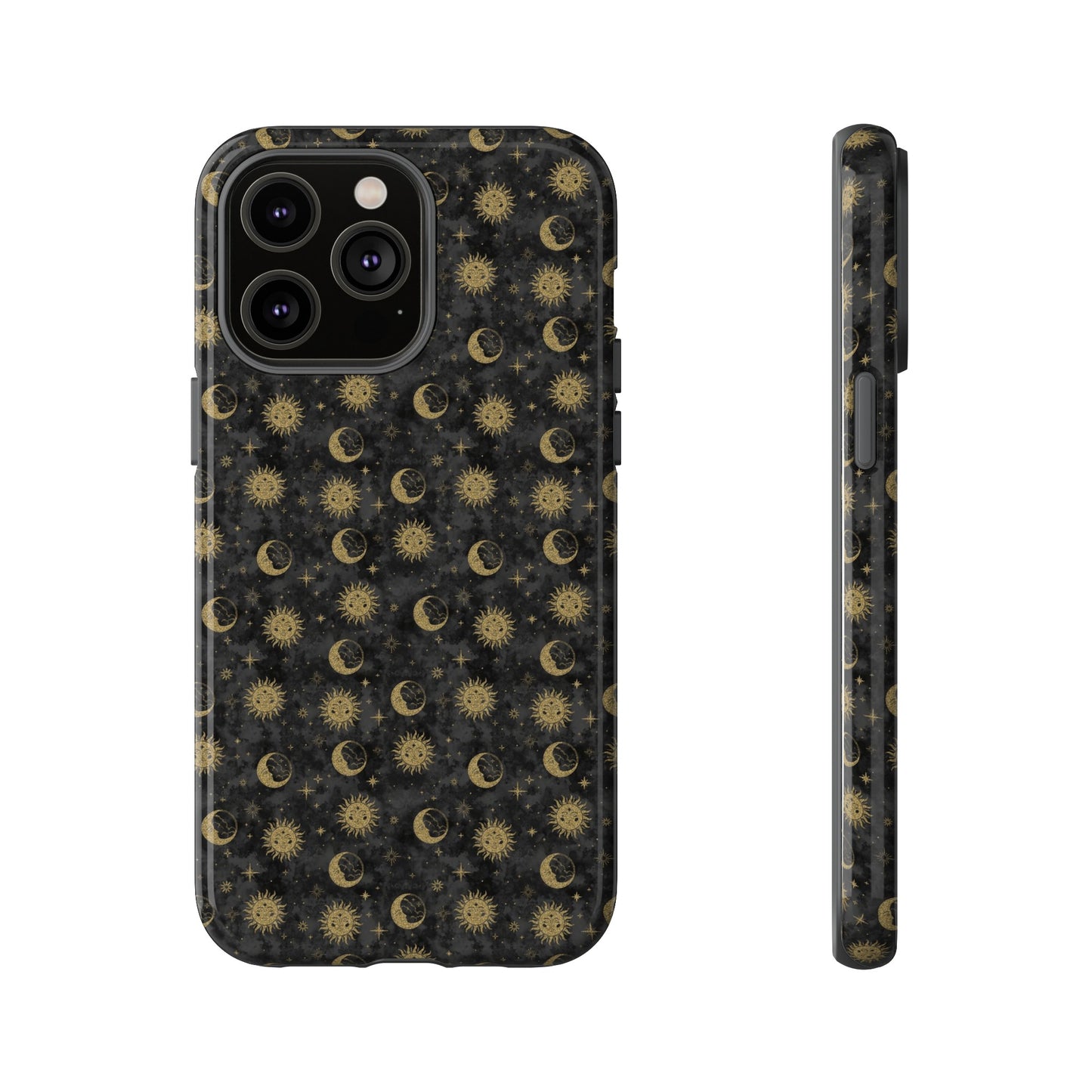 Apple I-Phone 14 (Series)-Tough Case-Phone Case: The Sun, The Moon, And The Stars [Gold Suns, Smiling Moons]