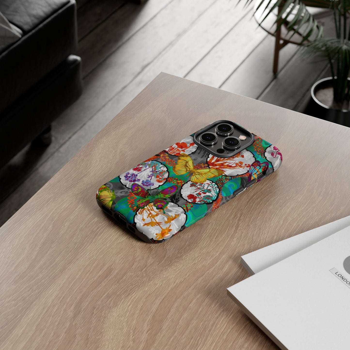 Apple I-Phone 14 (Series)-Tough Case-Phone Case:  Dreamscapes [Teal Butterflies]