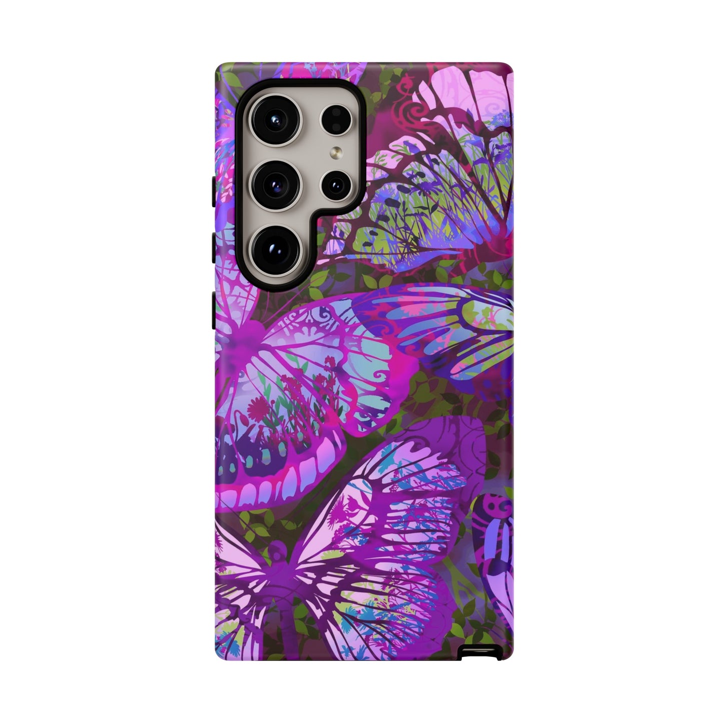 Samsung Galaxy Series Tough Case-Phone Case: Dragons [Dark Purple Butterflies]