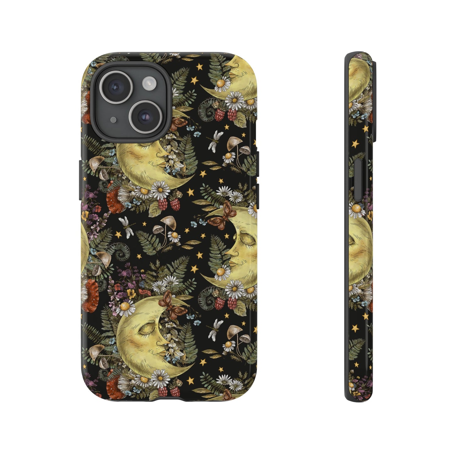 Samsung Galaxy Series Tough Case-Phone Case: The Sun, The Moon, And The Stars [Celestial Moon with Flowers]