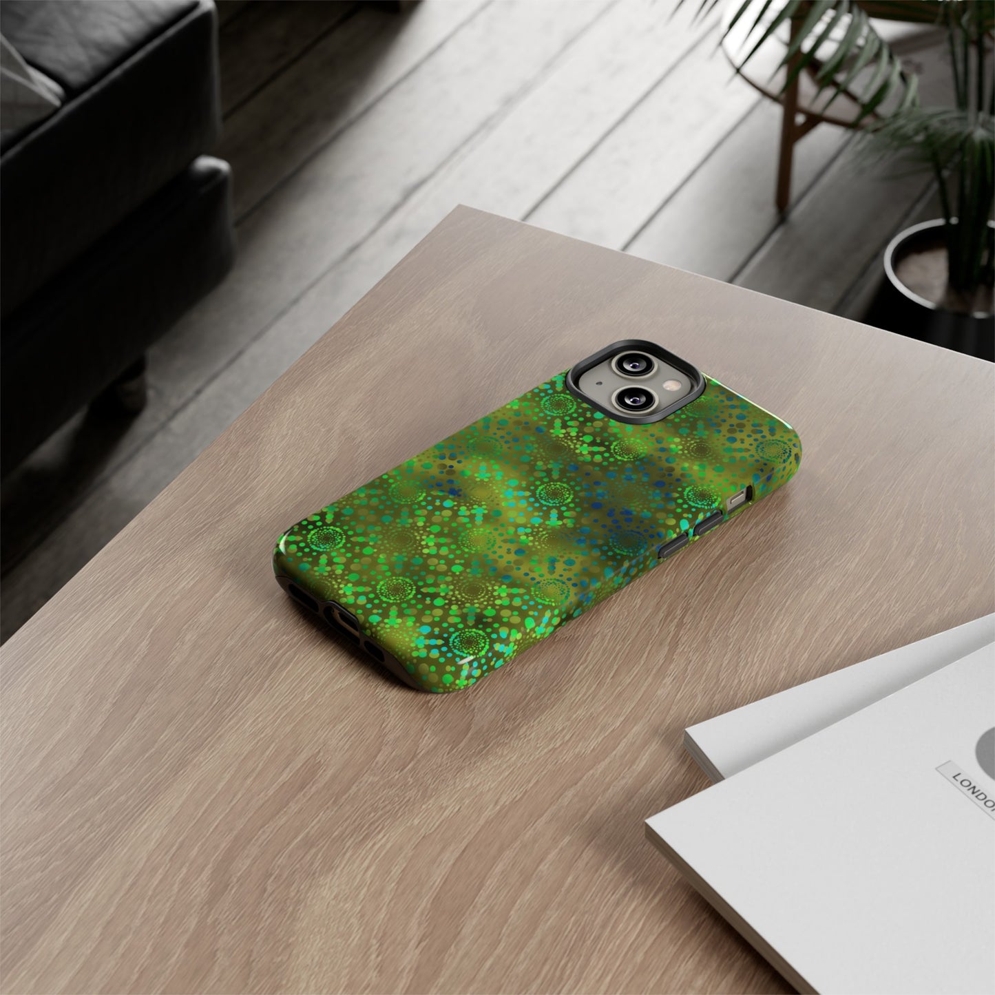 Apple I-Phone 14 (Series)-Tough Case-Phone Case: Dreamscapes [Green Kaleidoscopes]