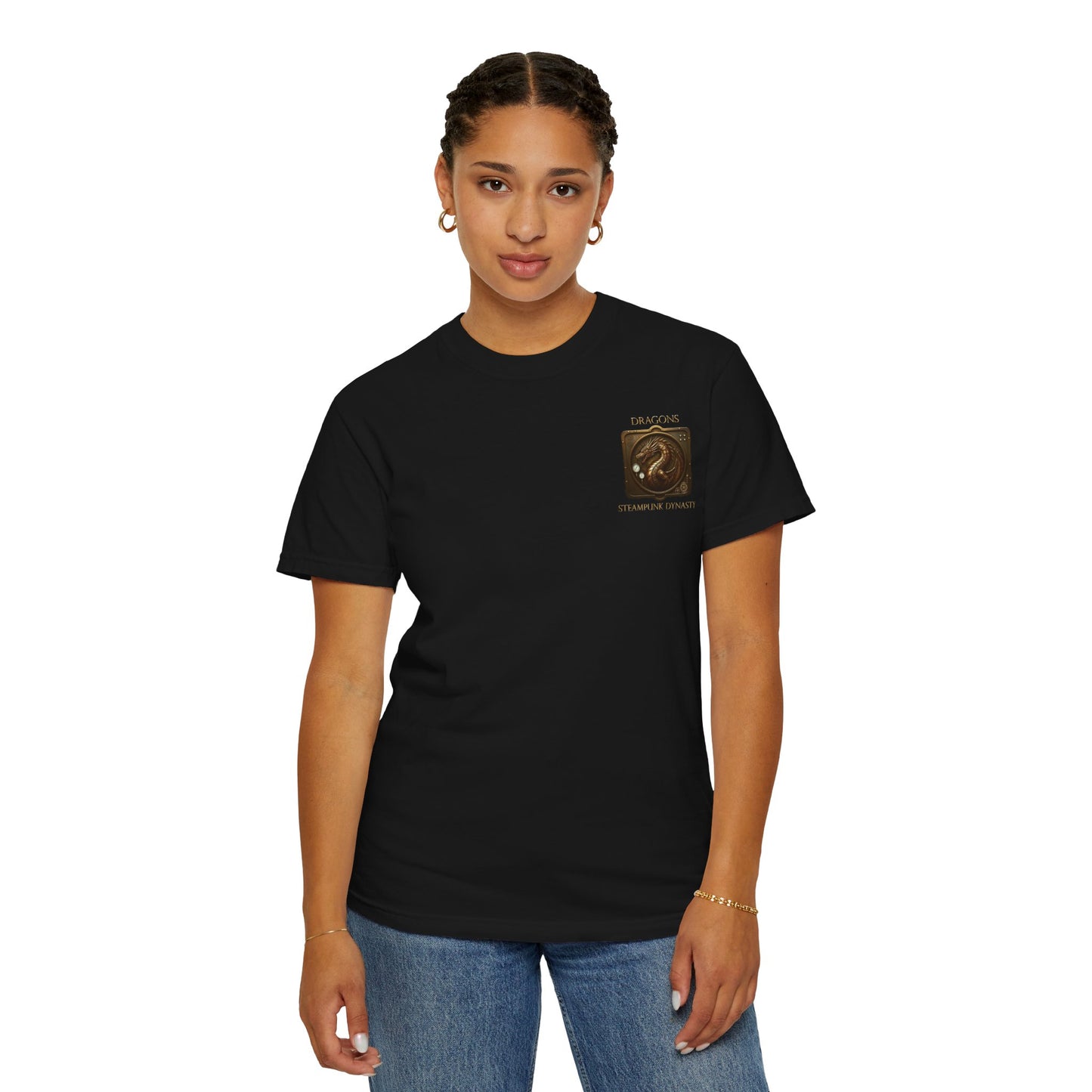 Unisex Heavy Cotton Tee:  "Steampunk Dynasty" [Steampunk Dragon]