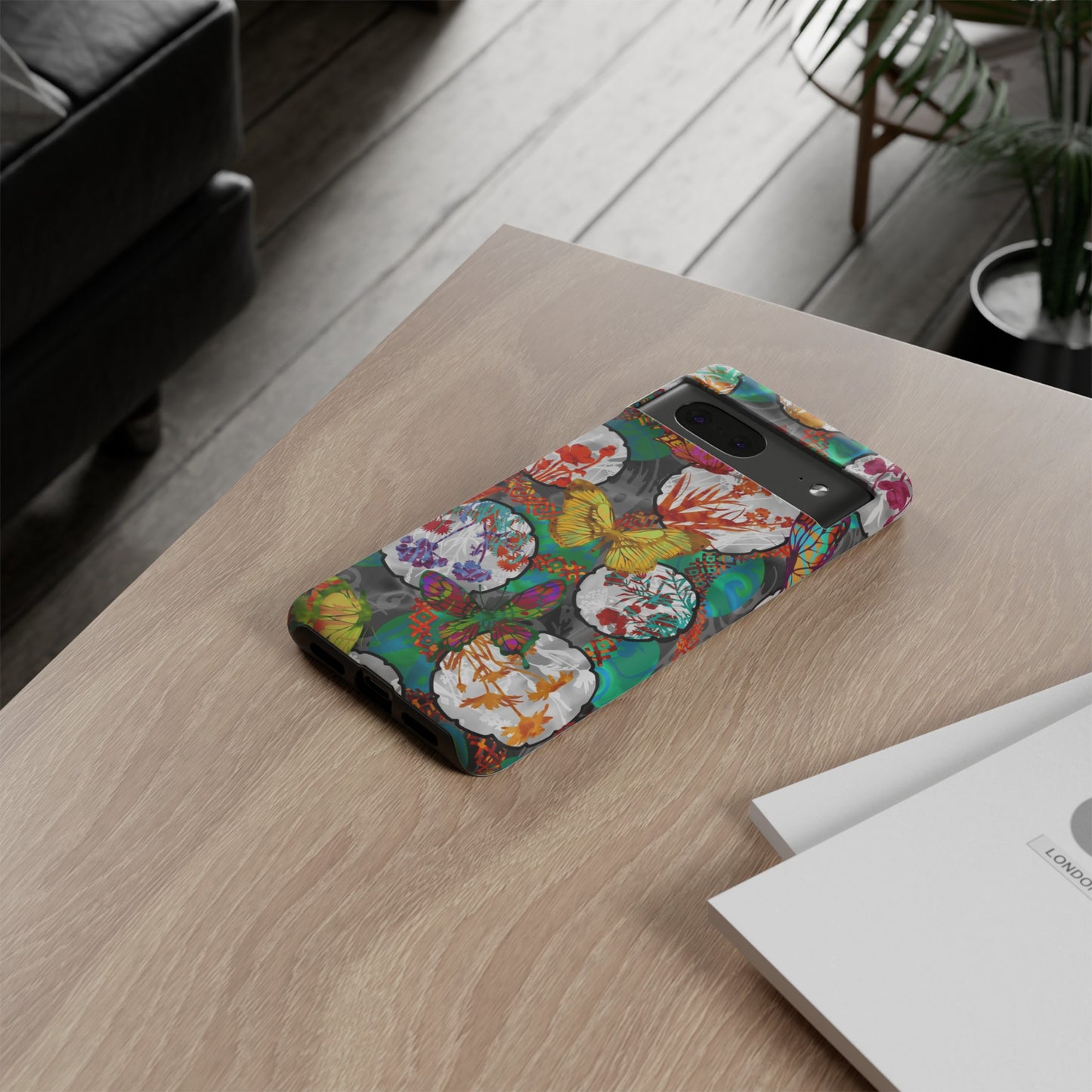 Android Google Pixel (Series) Tough Case-Phone Case:  Dreamscapes [Green Butterflies]