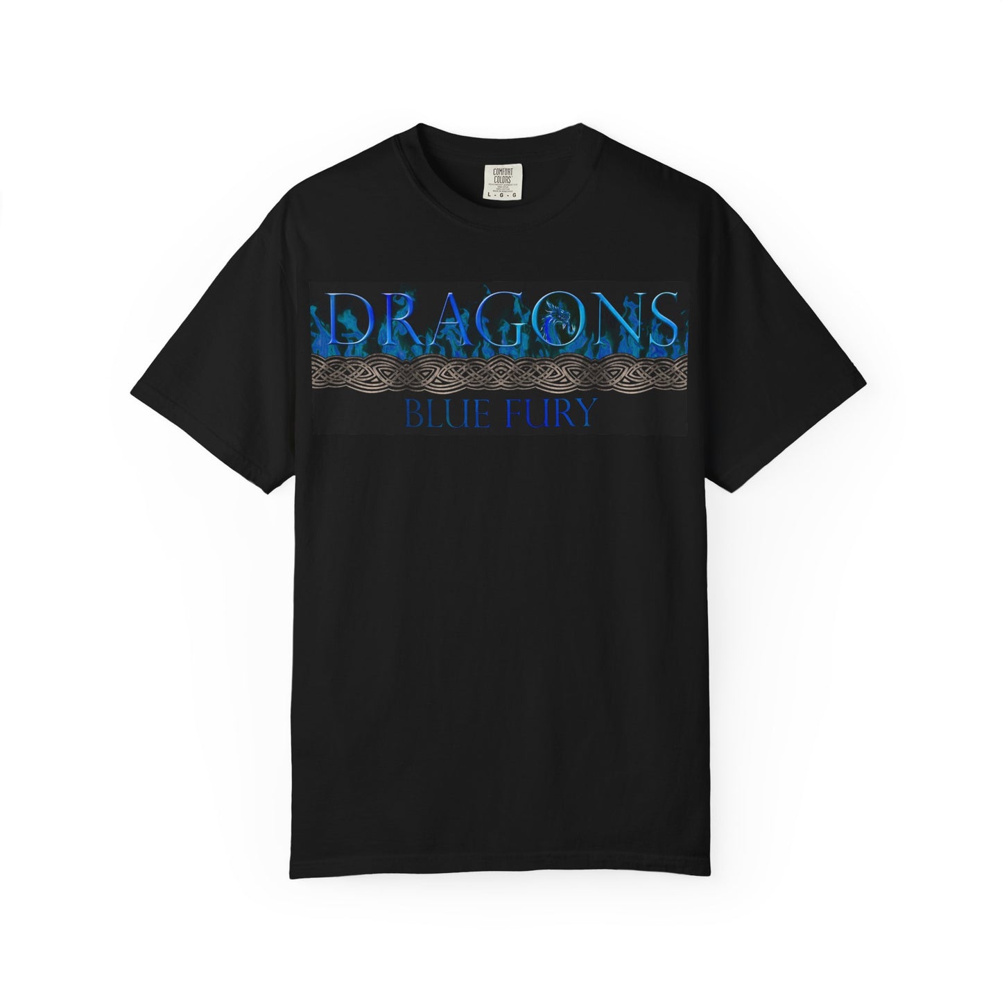 Garment Dyed Oversized T-Shirt (6-Sizes):  "Blue Dragons" [Border and Panel]