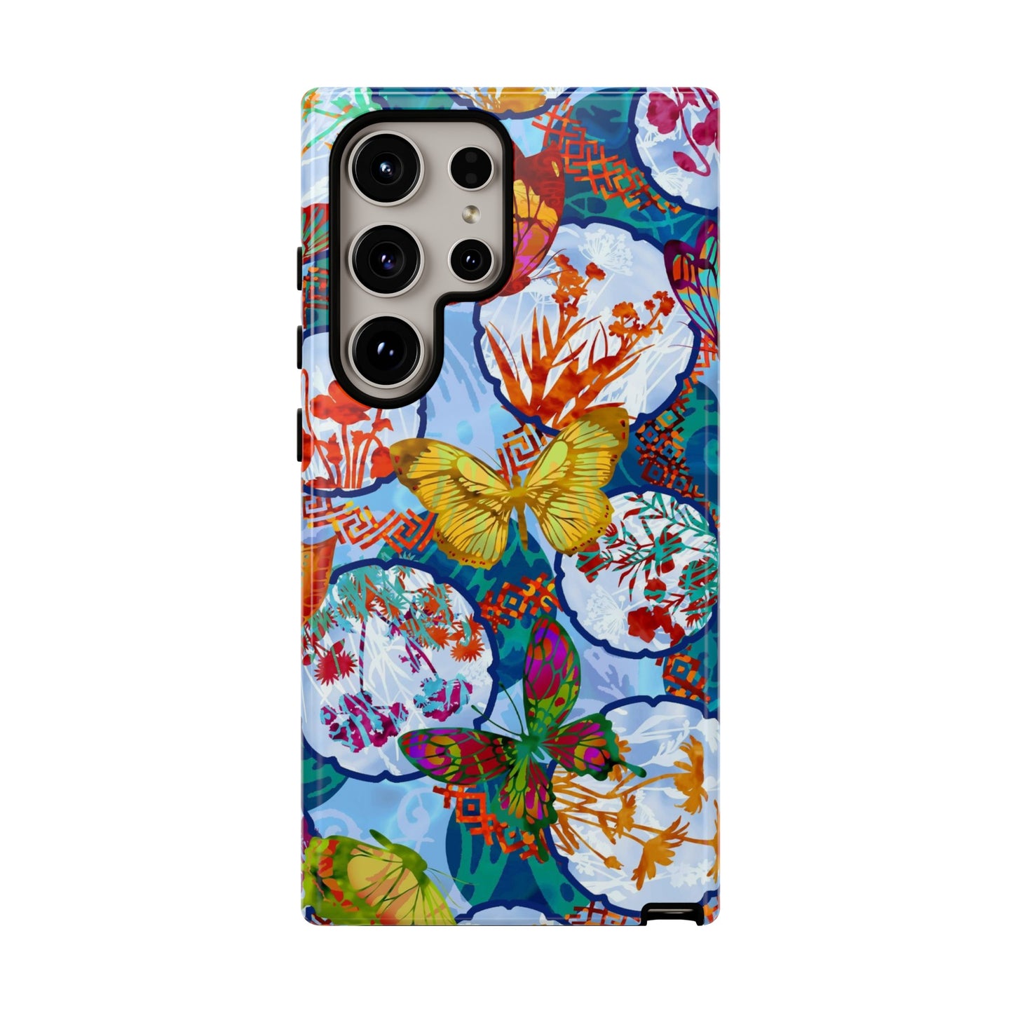 Samsung Galaxy Series Tough Case-Phone Case: Dragons [Light Blue Butterflies]
