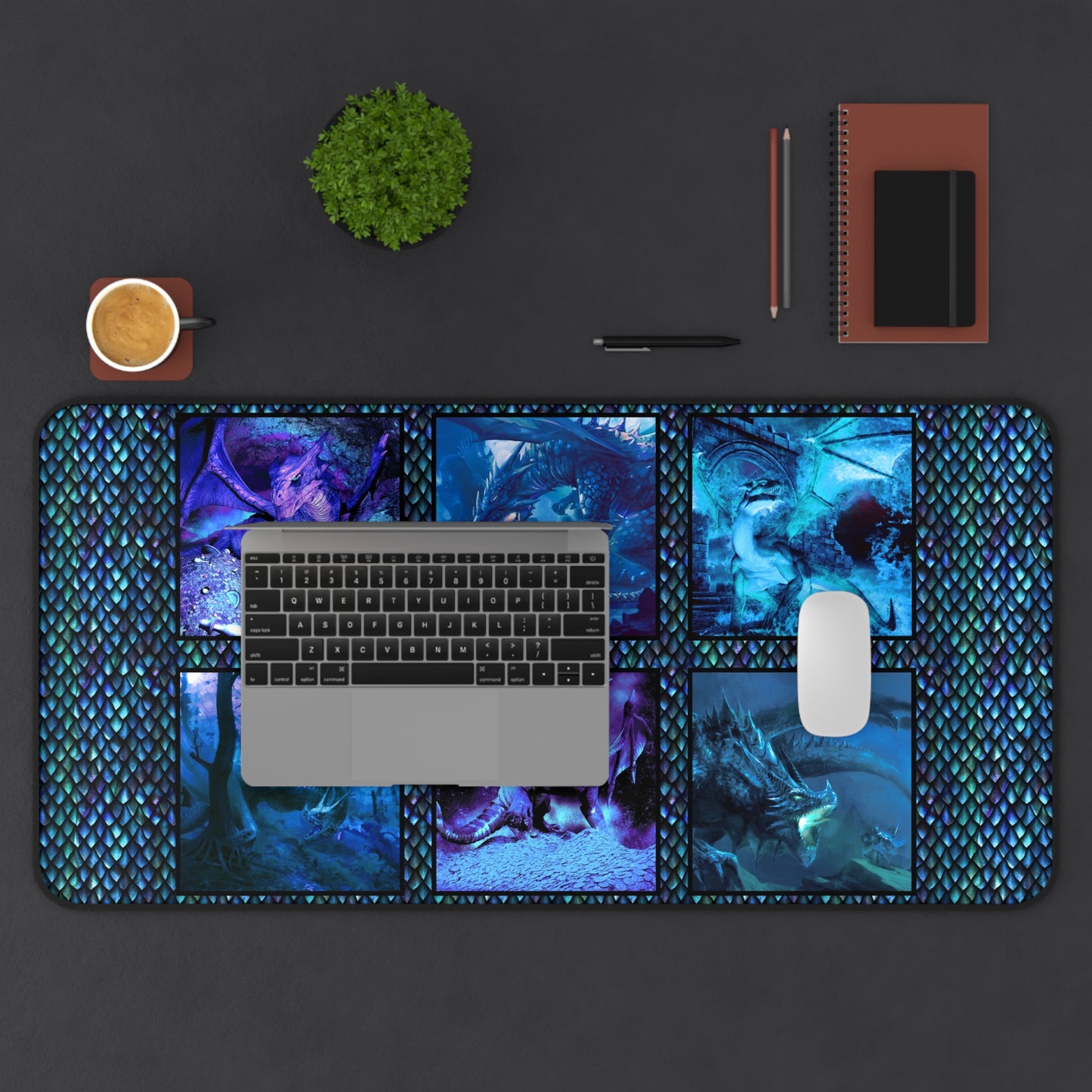 Desk Mat (23x13):  Dragons [Blue Fury-Dragon Scenes]