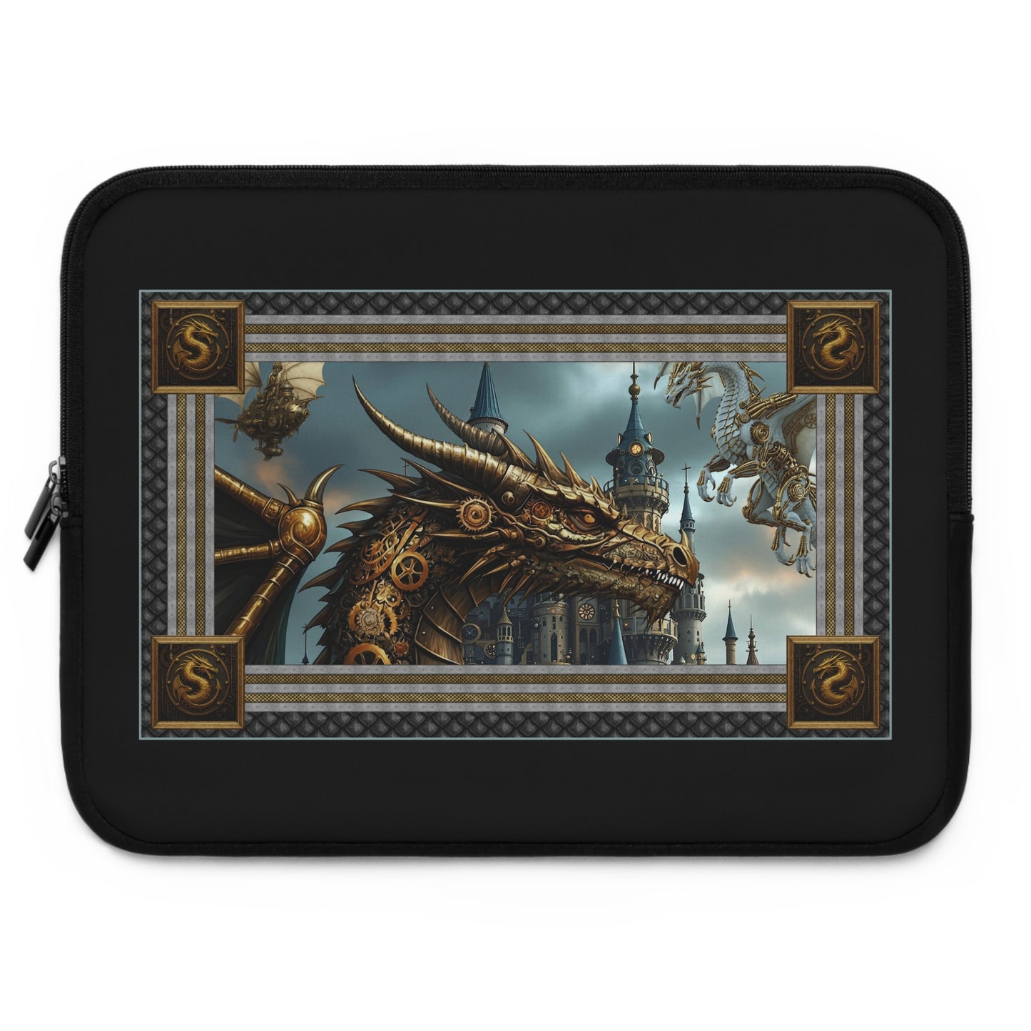 Laptop Sleeve (Sizes:  13", 15", 17"):  Steampunk Dragons [Dragon Head]
