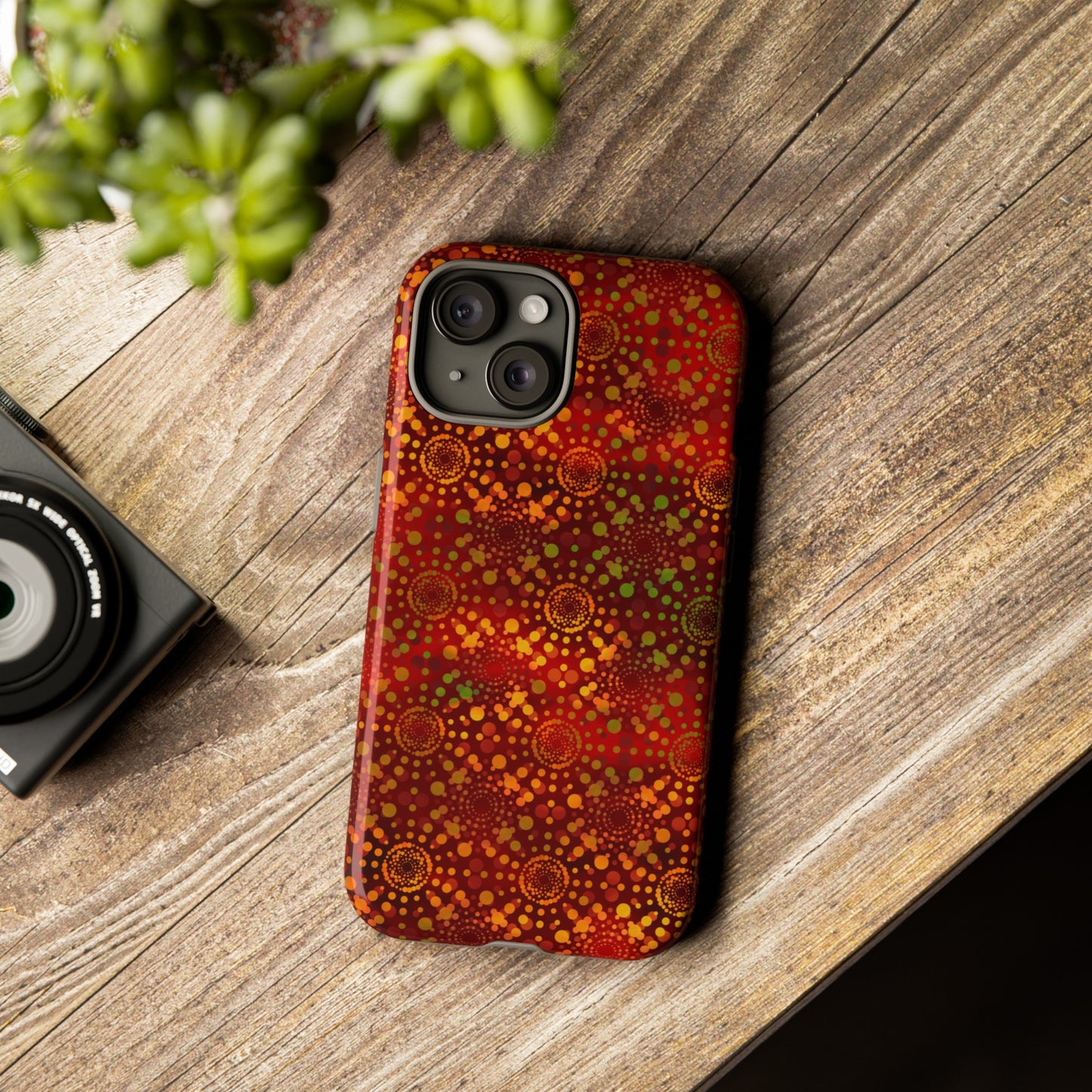 Apple I-Phone 14 (Series)-Tough Case-Phone Case:  Dreamscapes [Red Kaleidoscopes]