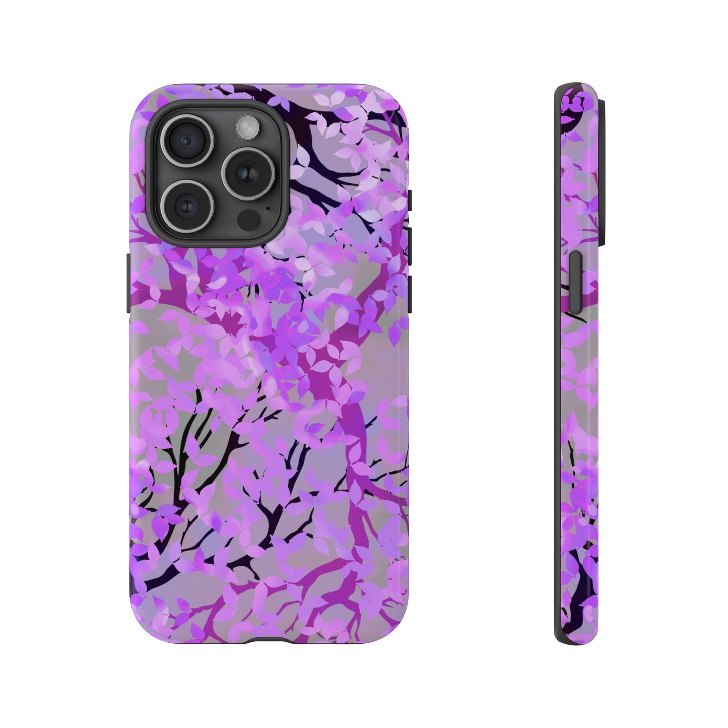 Apple I-Phone 15 (Series) Tough Case-Phone Case:  Dreamscapes [Purple Leaves]