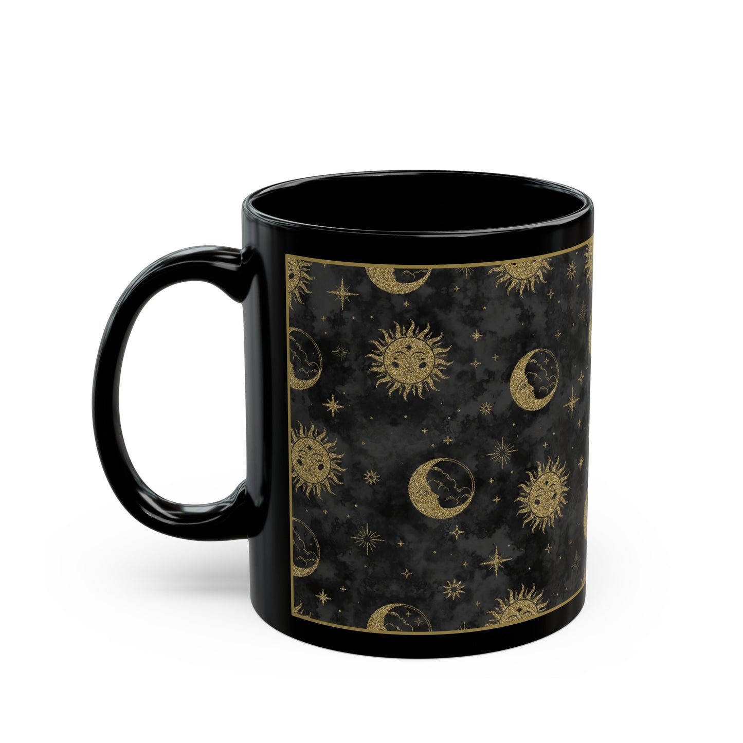 Ceramic Mug (11oz.):  The Sun, The Moon, And The Stars [Gold Speck Sun and Moons]