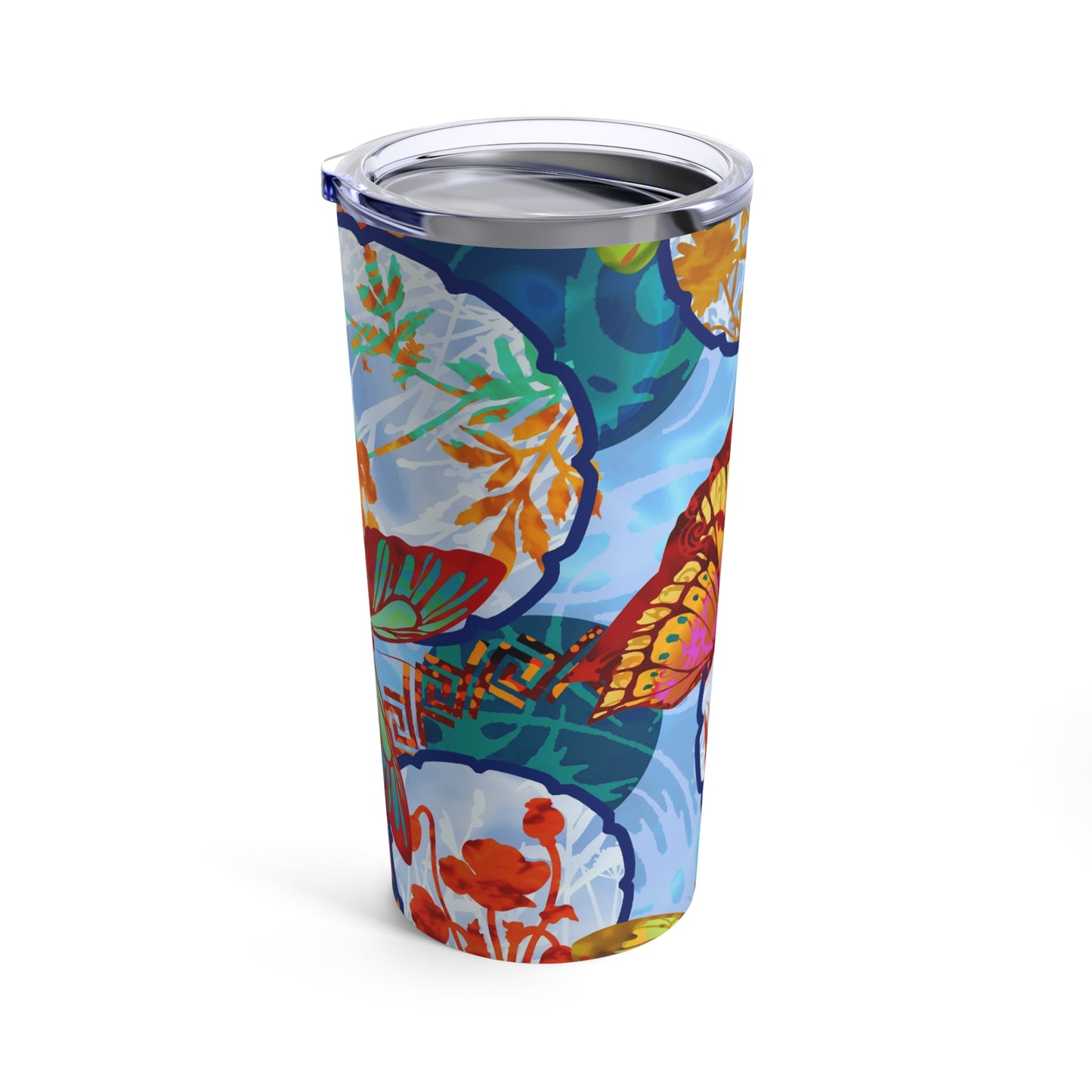 Thermal Tumbler:  20 oz:  Dreamscapes-Light Blue Butterflies