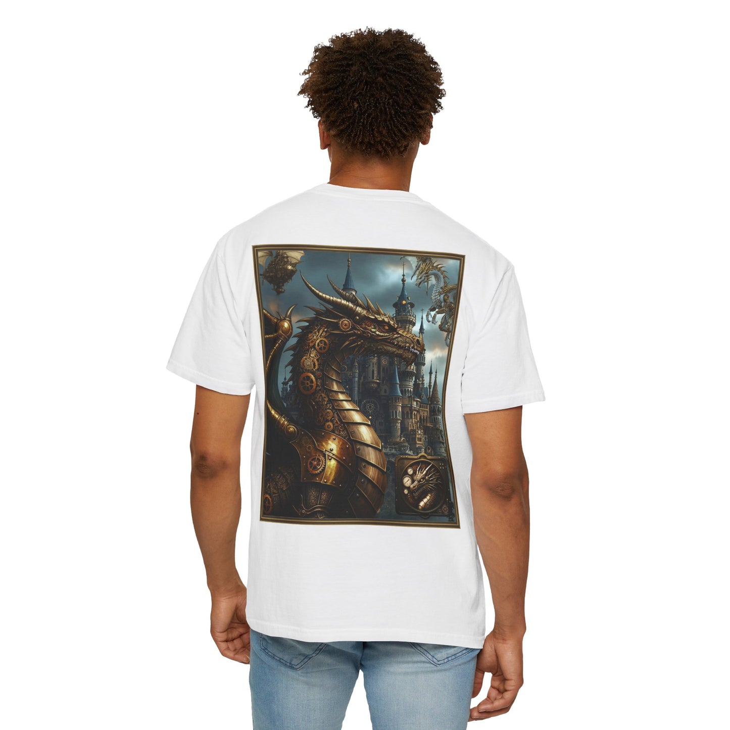 Unisex Heavy Cotton Tee:  "Steampunk Dynasty" [Steampunk Dragon]