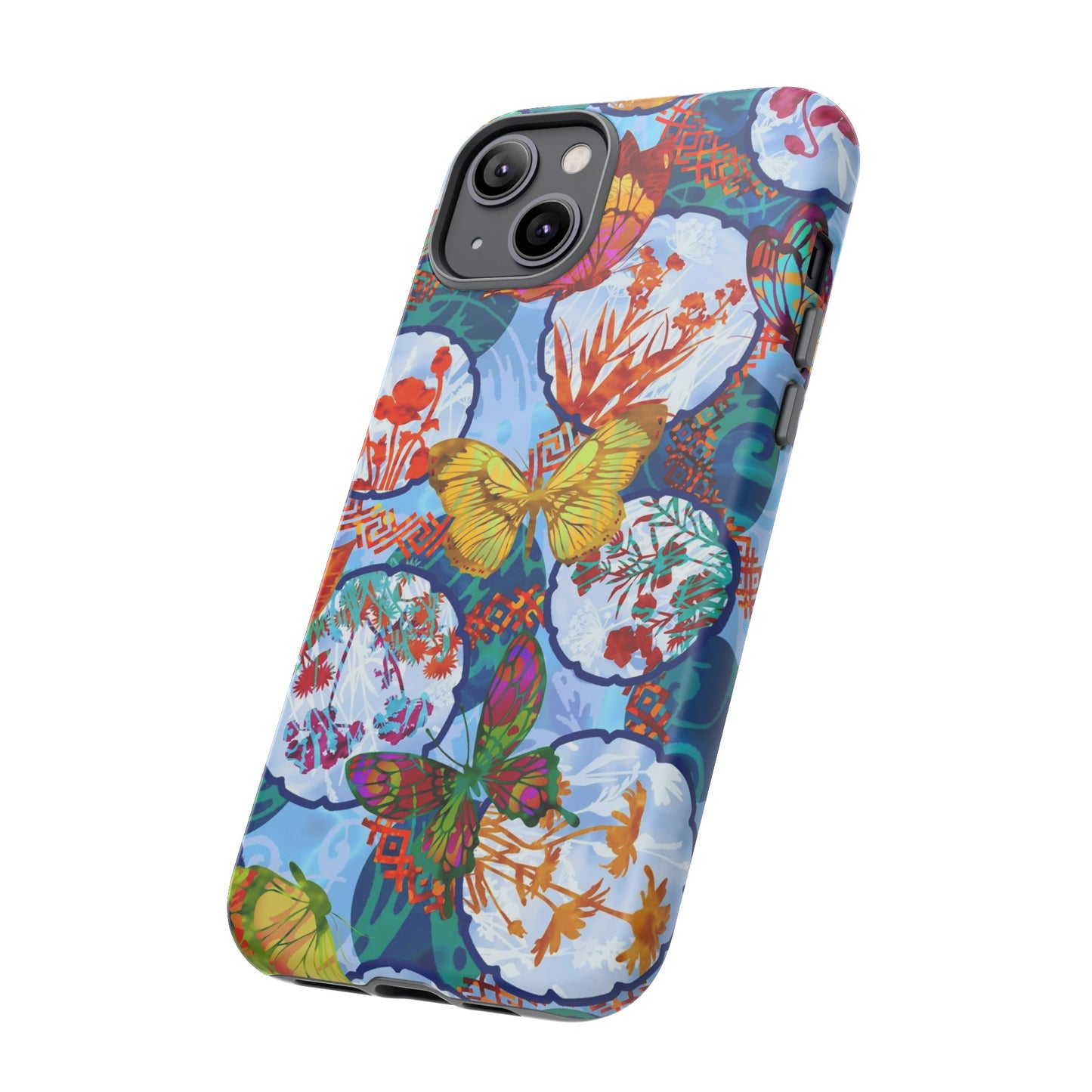 Apple I-Phone 14 (Series)-Tough Case-Phone Case: Dreamscapes [Light Blue Butterflies]