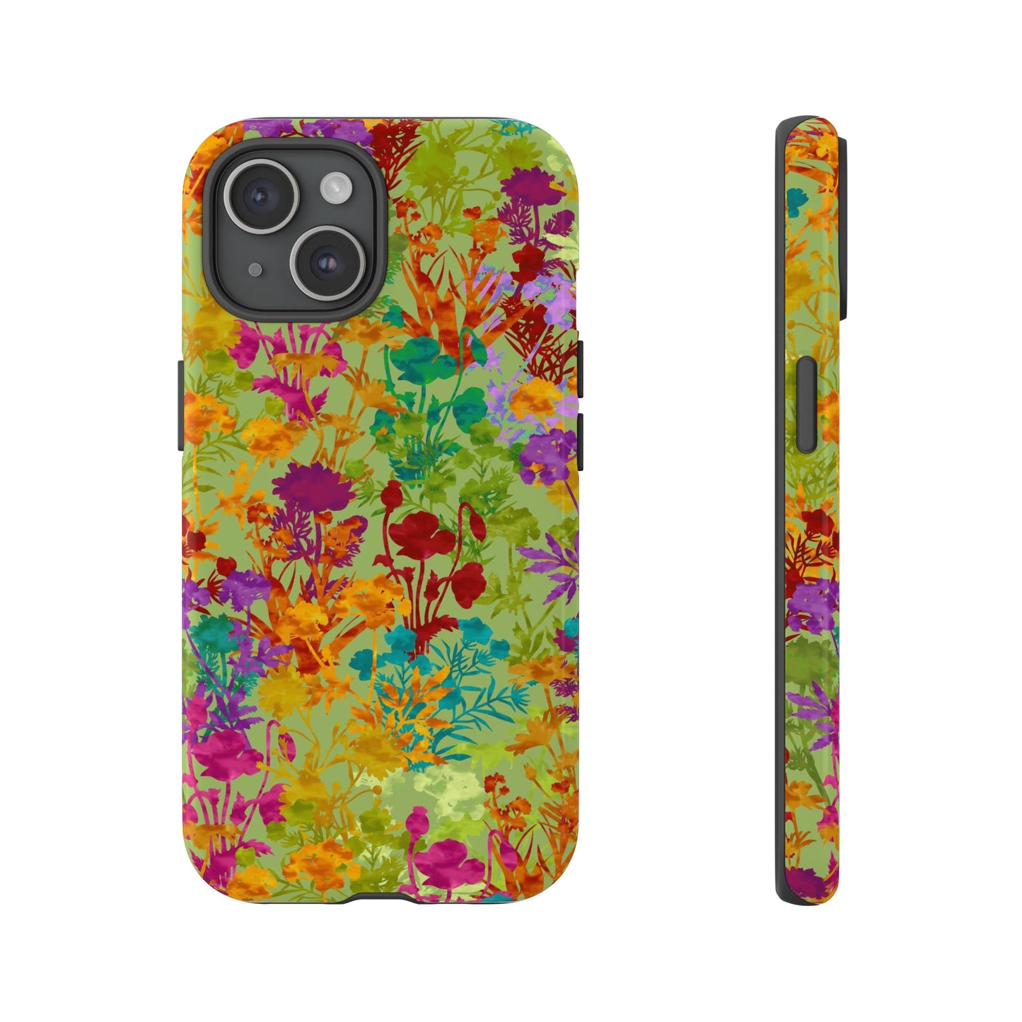 Apple I-Phone 15 (Series) Tough Case-Phone Case:  Dreamscapes [Light Green Field of Flowers]