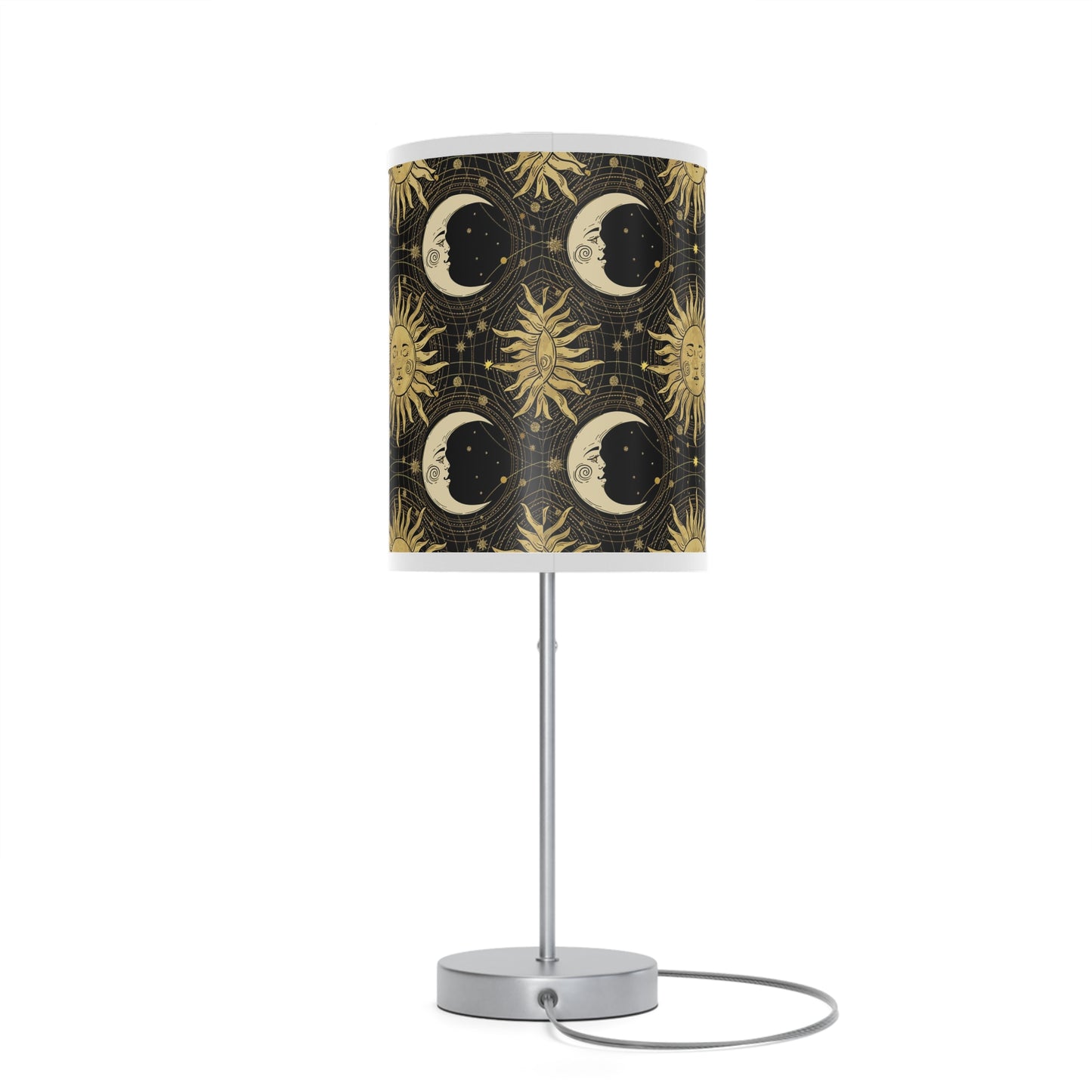Table Lamp: Silver Base - The Sun, The Moon, and The Stars [Gold Sun and Moons]