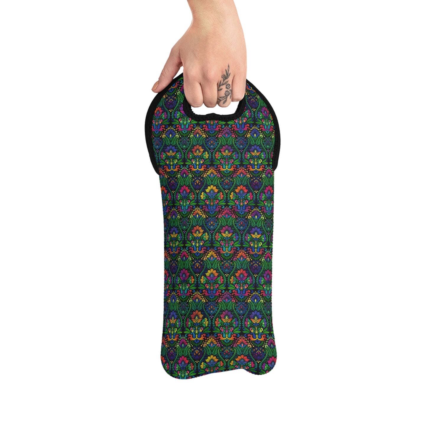 Colorful Wine Tote Bag:  Vivid [Bight Flower Arrangement Panel]