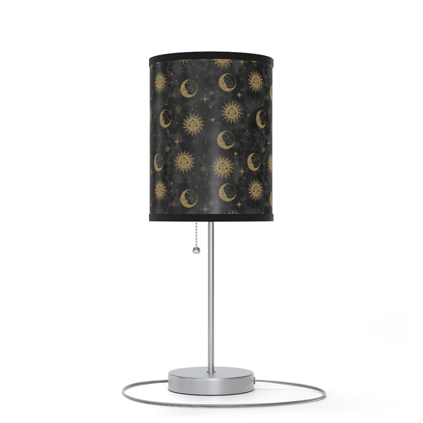 Table Lamp: Silver Base; The Sun, The Moon, and The Stars [Gold Suns and Moons]