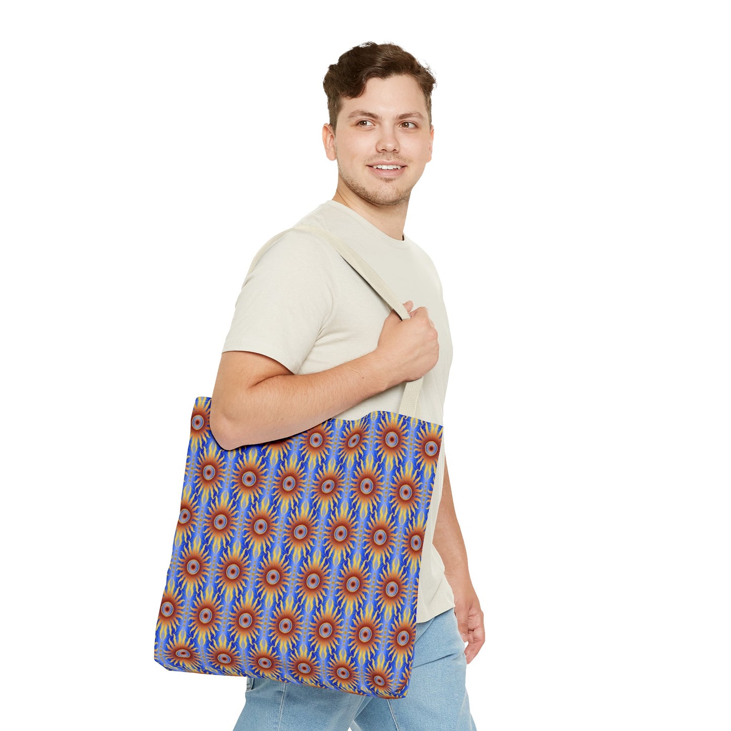 Tote Bag: Large:  ($24.23) - Celestial [Crimson/Blue-Sunbursts]