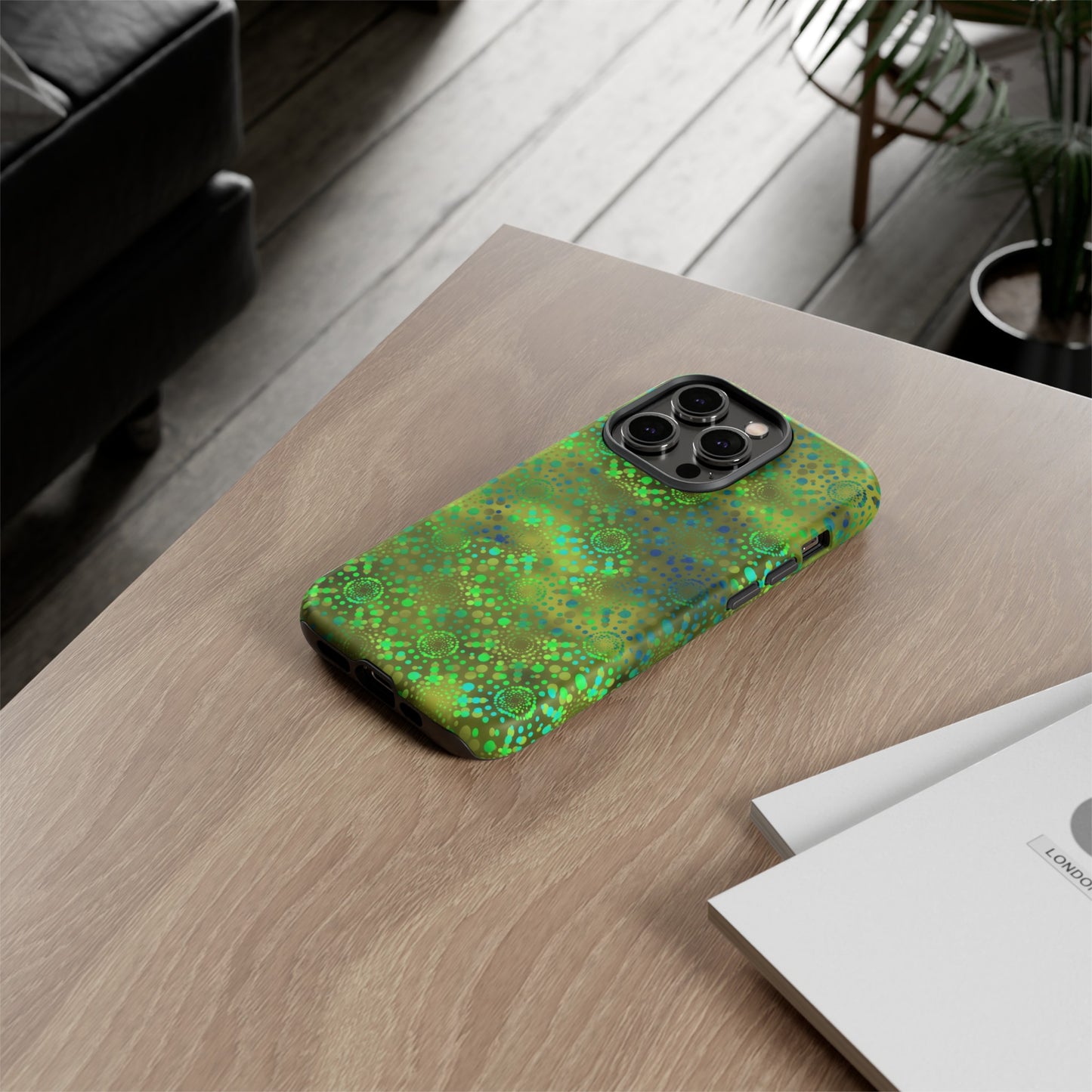 Apple I-Phone 14 (Series)-Tough Case-Phone Case: Dreamscapes [Green Kaleidoscopes]