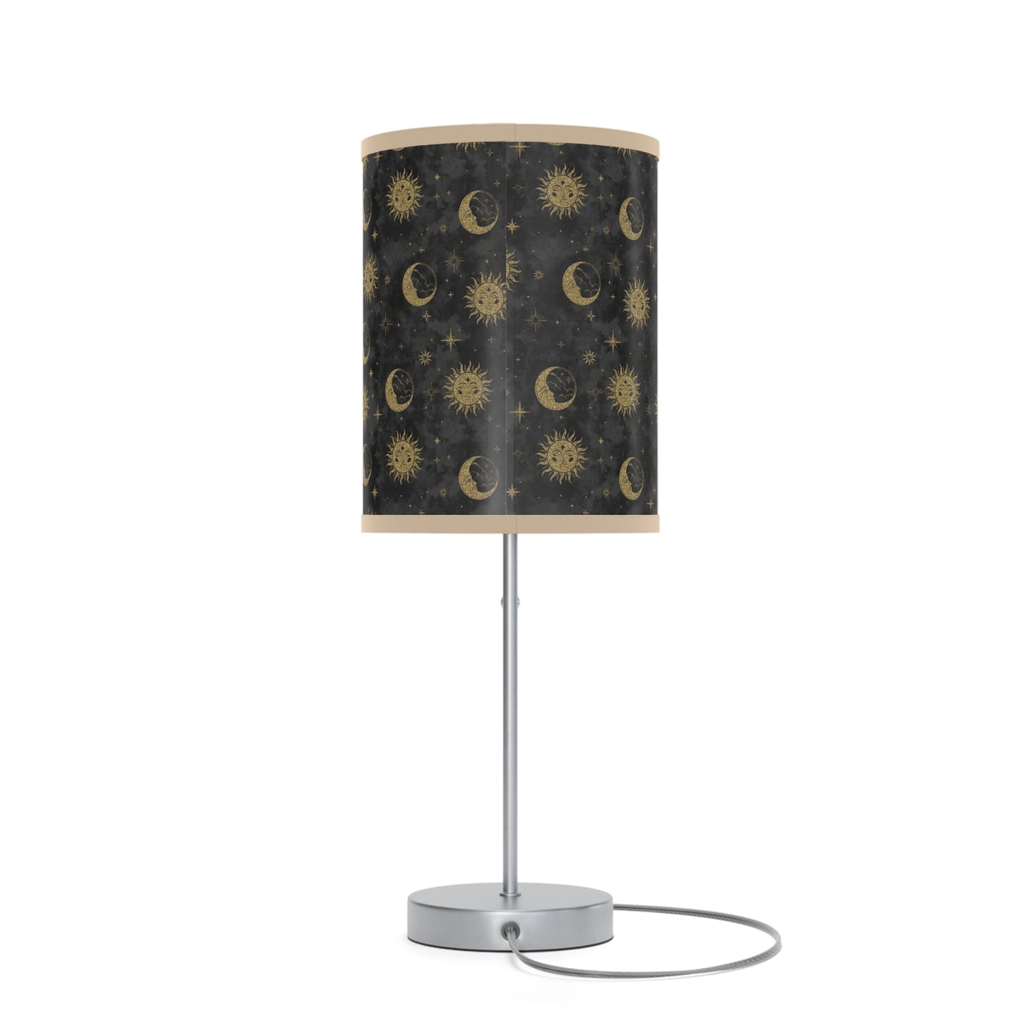 Table Lamp: Silver Base; The Sun, The Moon, and The Stars [Gold Suns and Moons]