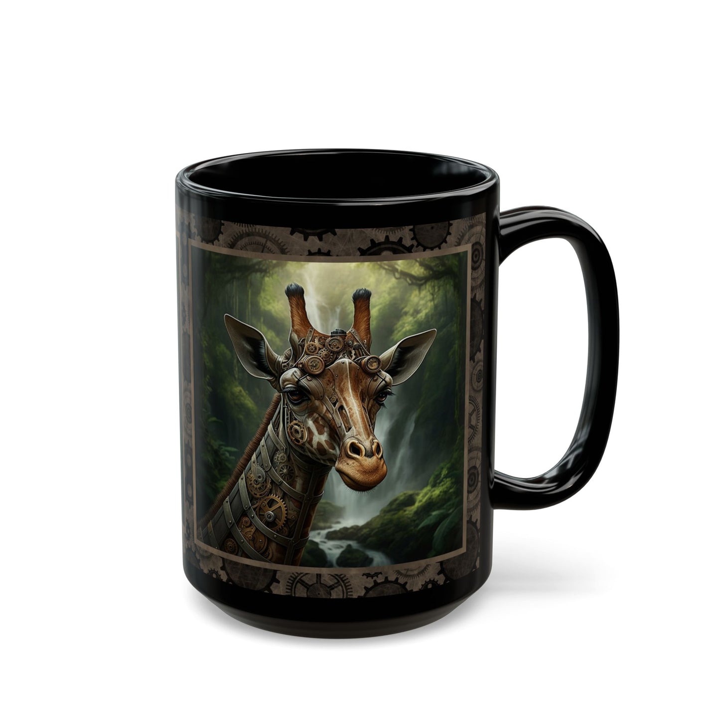 Black Mug-15oz:  "Steampunk Giraffe" Panel