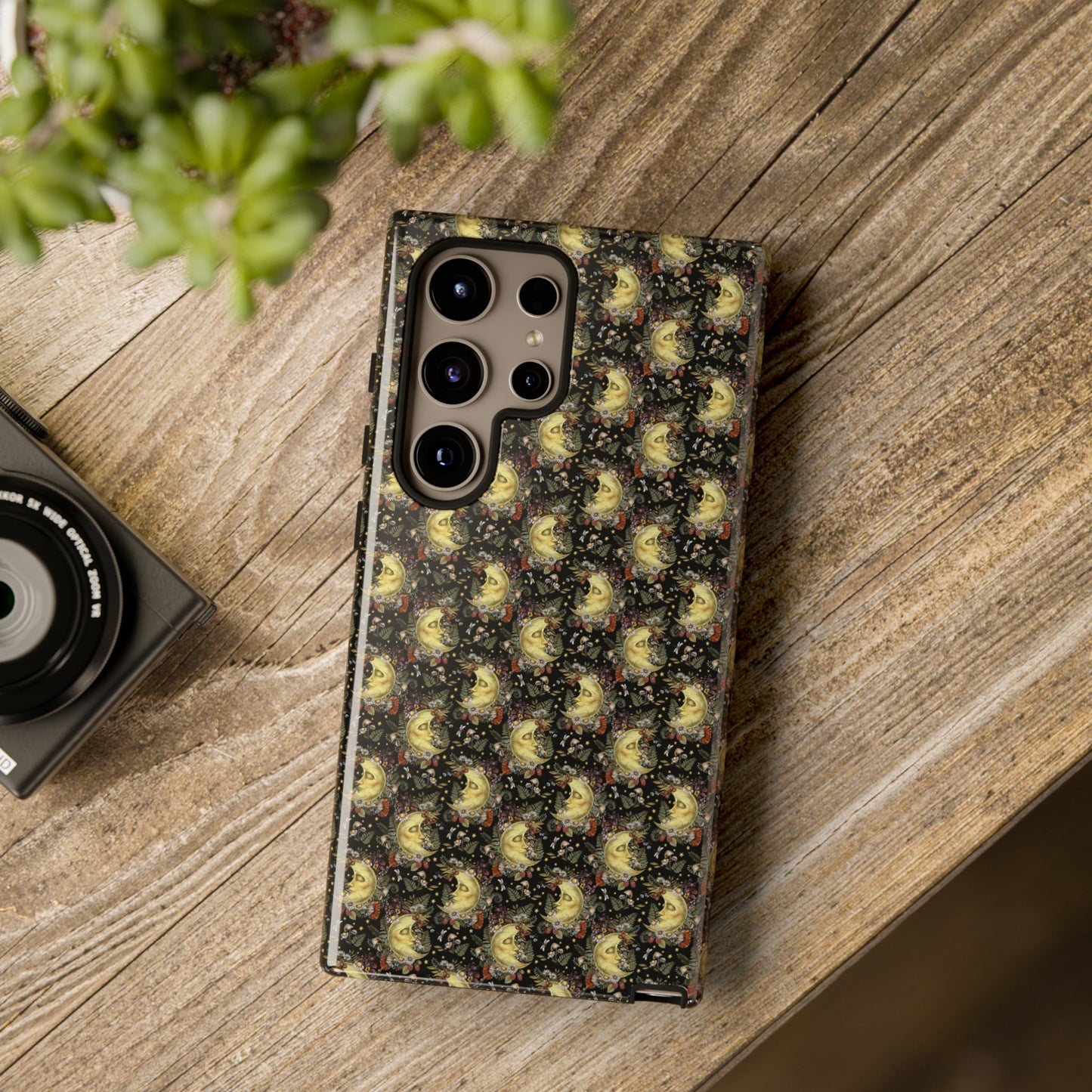 Samsung Galaxy Series Tough Case-Phone Case: The Sun, The Moon, And The Stars [Moon With Flowers]