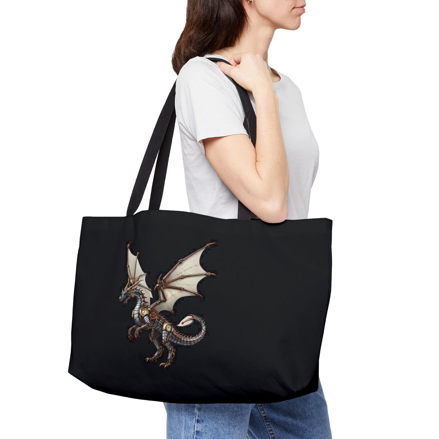Weekender Tote Bag (Large):  Steampunk Dragons [Steel Dragon]