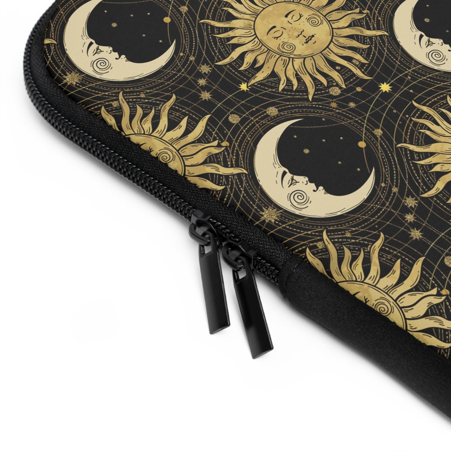 Laptop Sleeve:  [SUN-MOON-STARS]:  Gold Sun and Moon