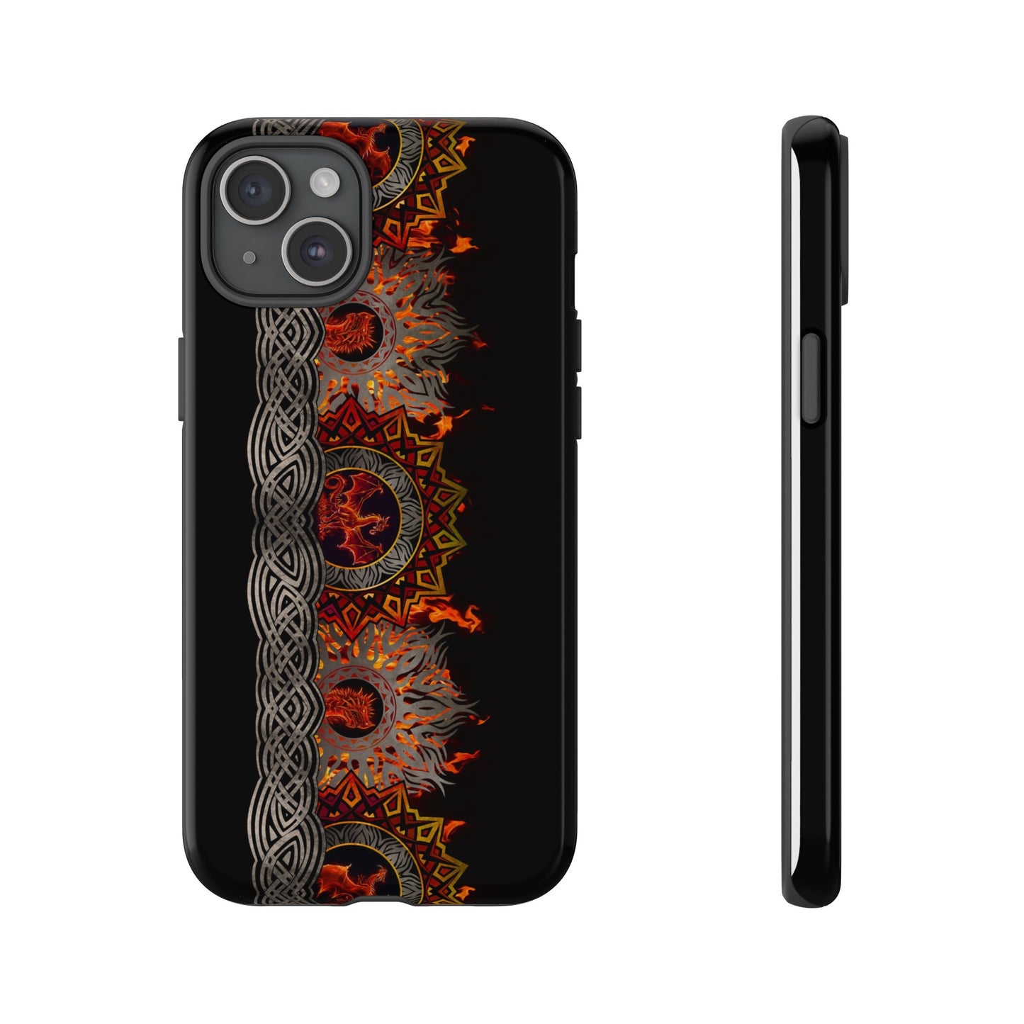 Apple I-Phone 15 (Series)-Tough Case-Phone Case:  Dragons [Red Fury Border]