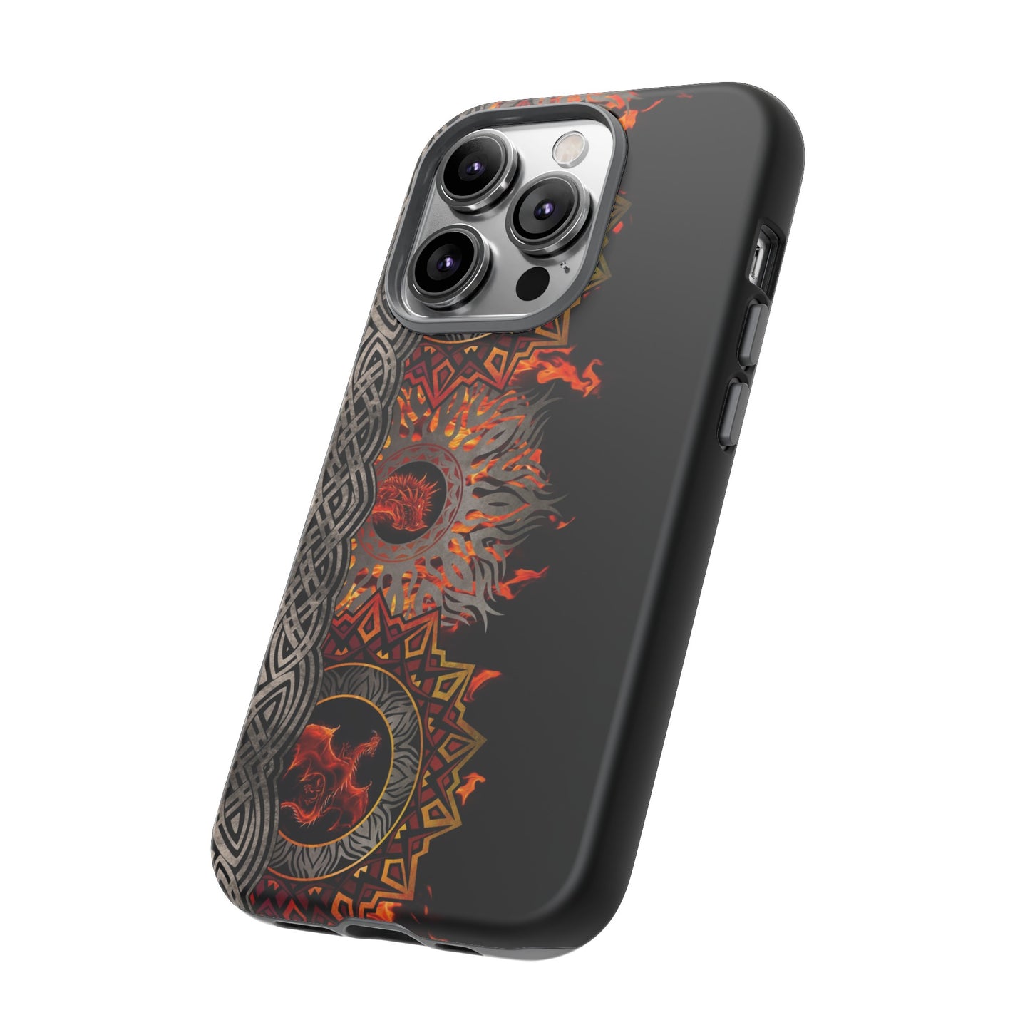 Apple I-Phone 14 (Series) Tough Case-Phone Case: Dragons [Red Fury Border]