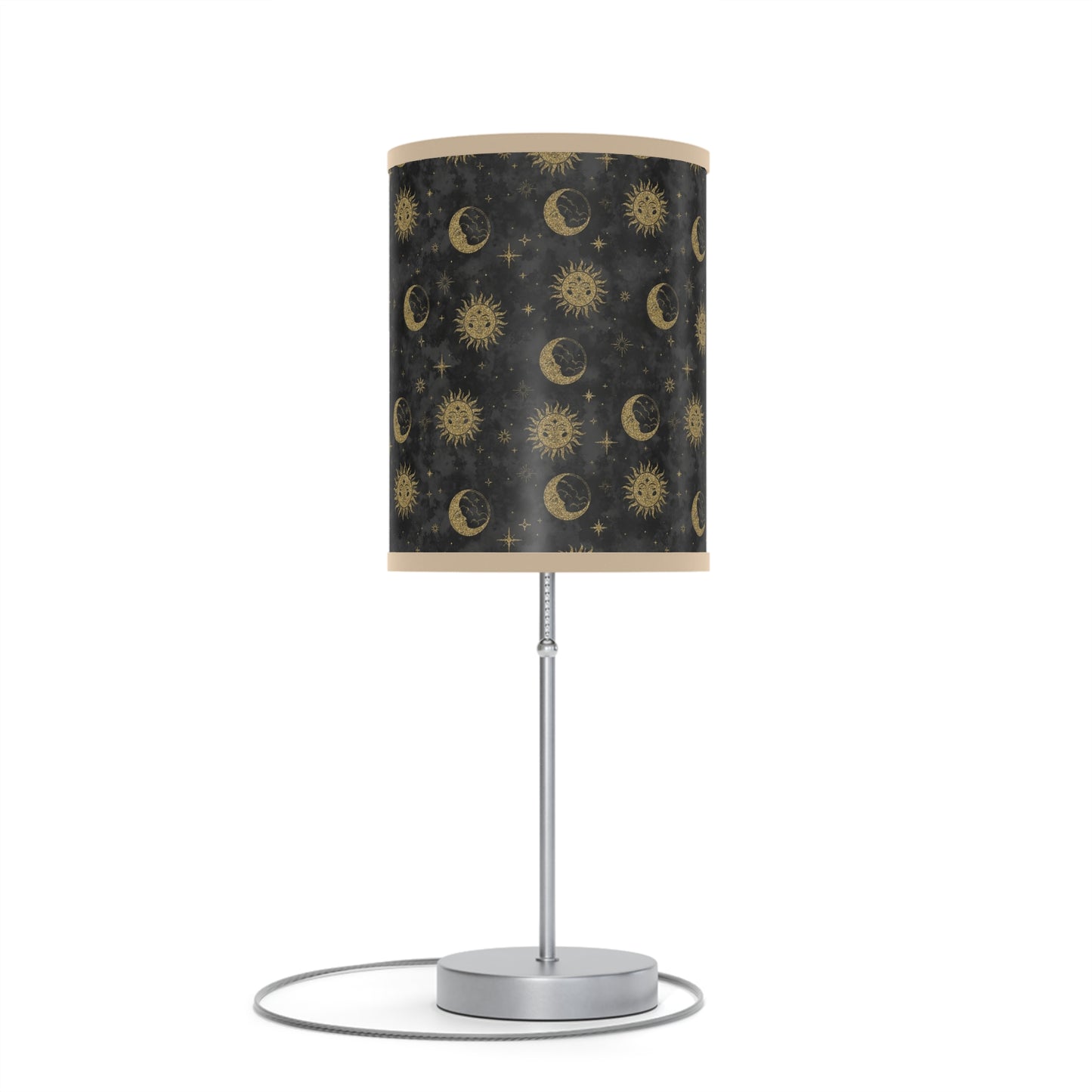 Table Lamp: Silver Base; The Sun, The Moon, and The Stars [Gold Suns and Moons]