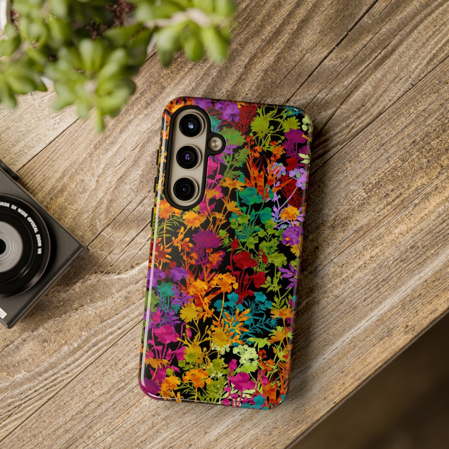 Samsung Galaxy Series Tough Case-Phone Case: Dreamscapes [Multi-Colored Flowers-Dark]