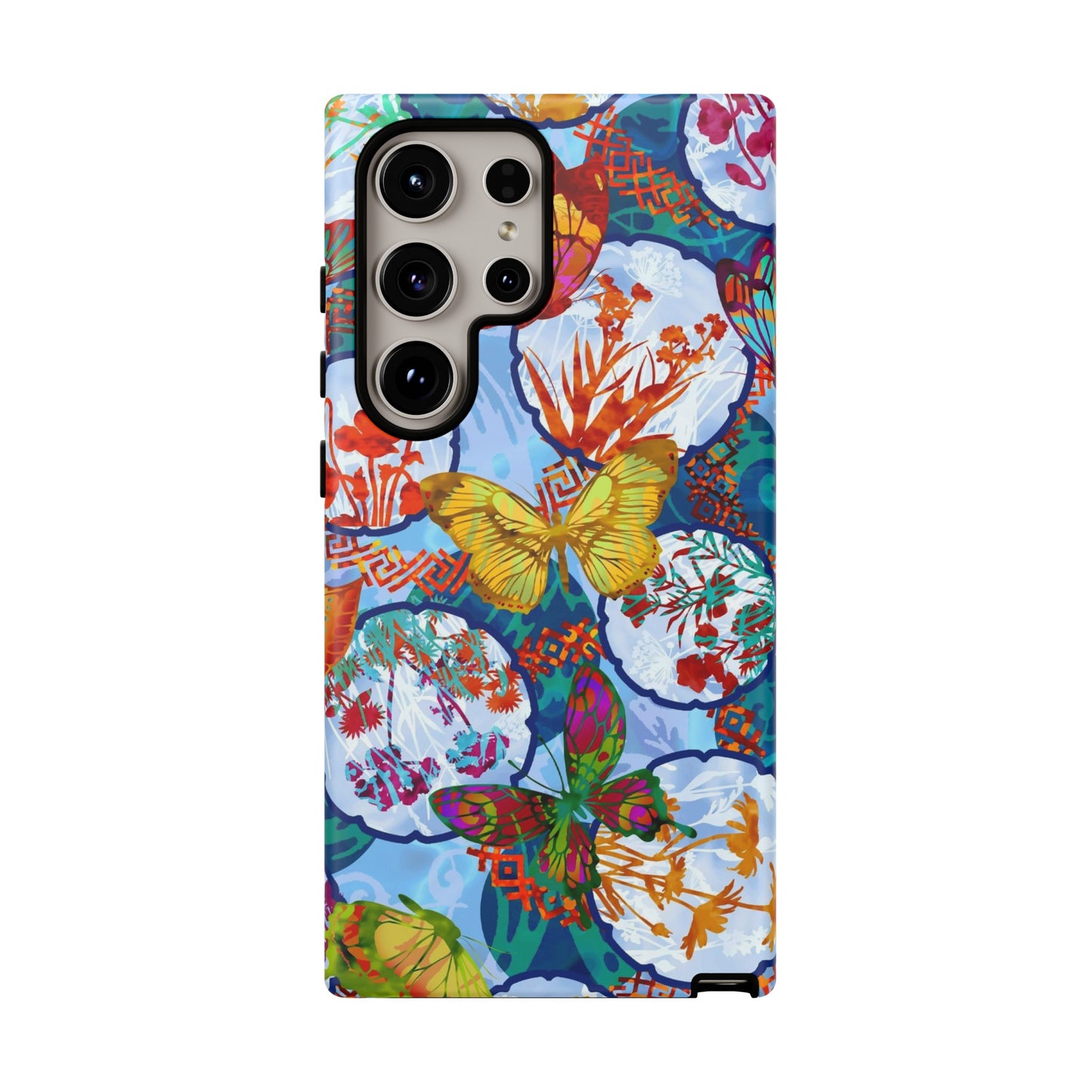 Samsung Galaxy Series Tough Case-Phone Case: Dragons [Light Blue Butterflies]