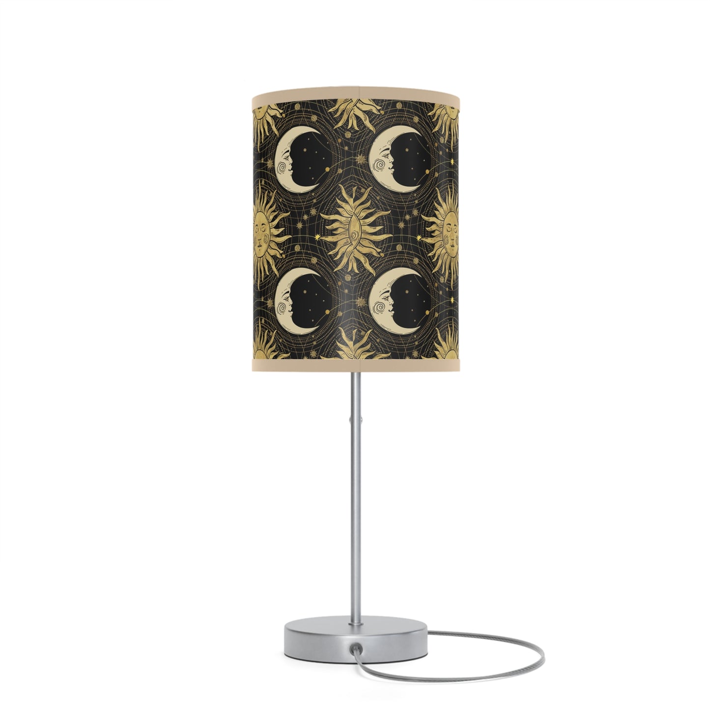 Table Lamp: Silver Base - The Sun, The Moon, and The Stars [Gold Sun and Moons]