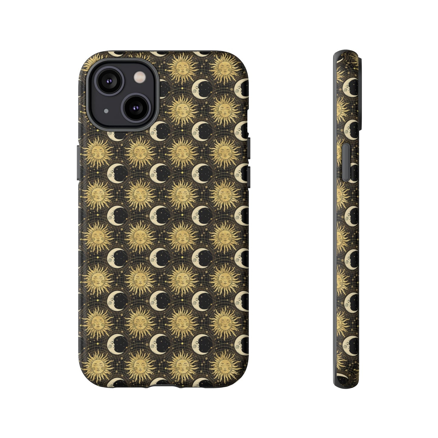 Apple I-Phone 14 (Series)-Tough Case-Phone Case: The Sun, The Moon, And The Stars [Gold Suns, Smiling Moons]