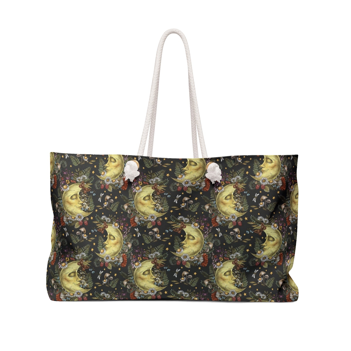 Weekender Tote Bag (Large):  The Sun, The Moon, And The Stars [Moon with Flowers]