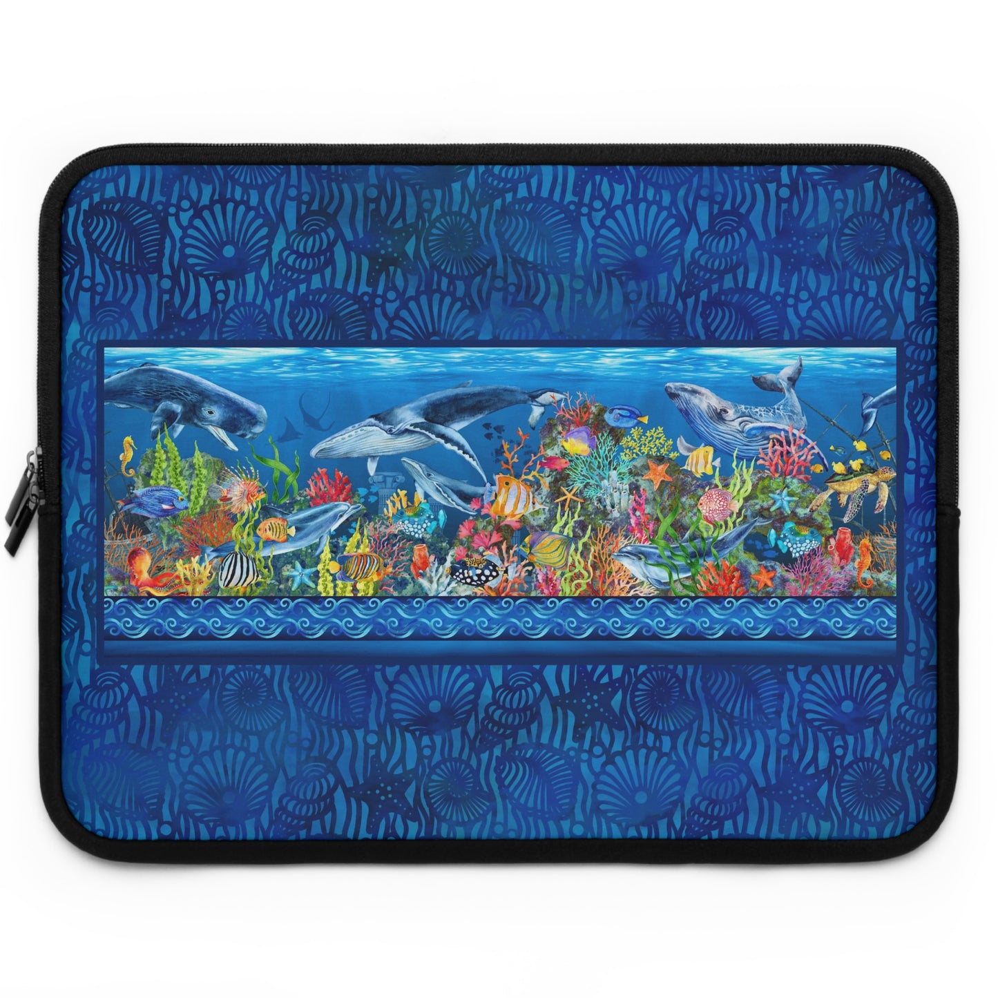 Laptop SleeveLaptop Sleeve:  [CALYPSO]:  Sea Life Panel-Shells Tonal