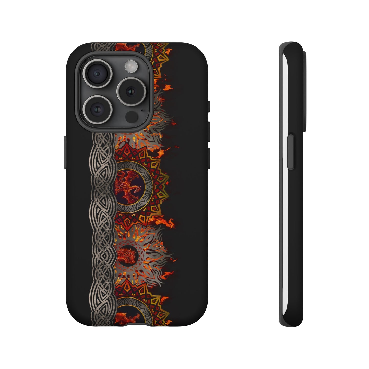 Apple I-Phone 15 (Series)-Tough Case-Phone Case:  Dragons [Red Fury Border]