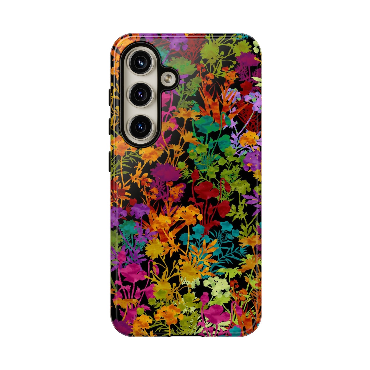 Samsung Galaxy Series Tough Case-Phone Case: Dreamscapes [Multi-Colored Flowers-Dark]