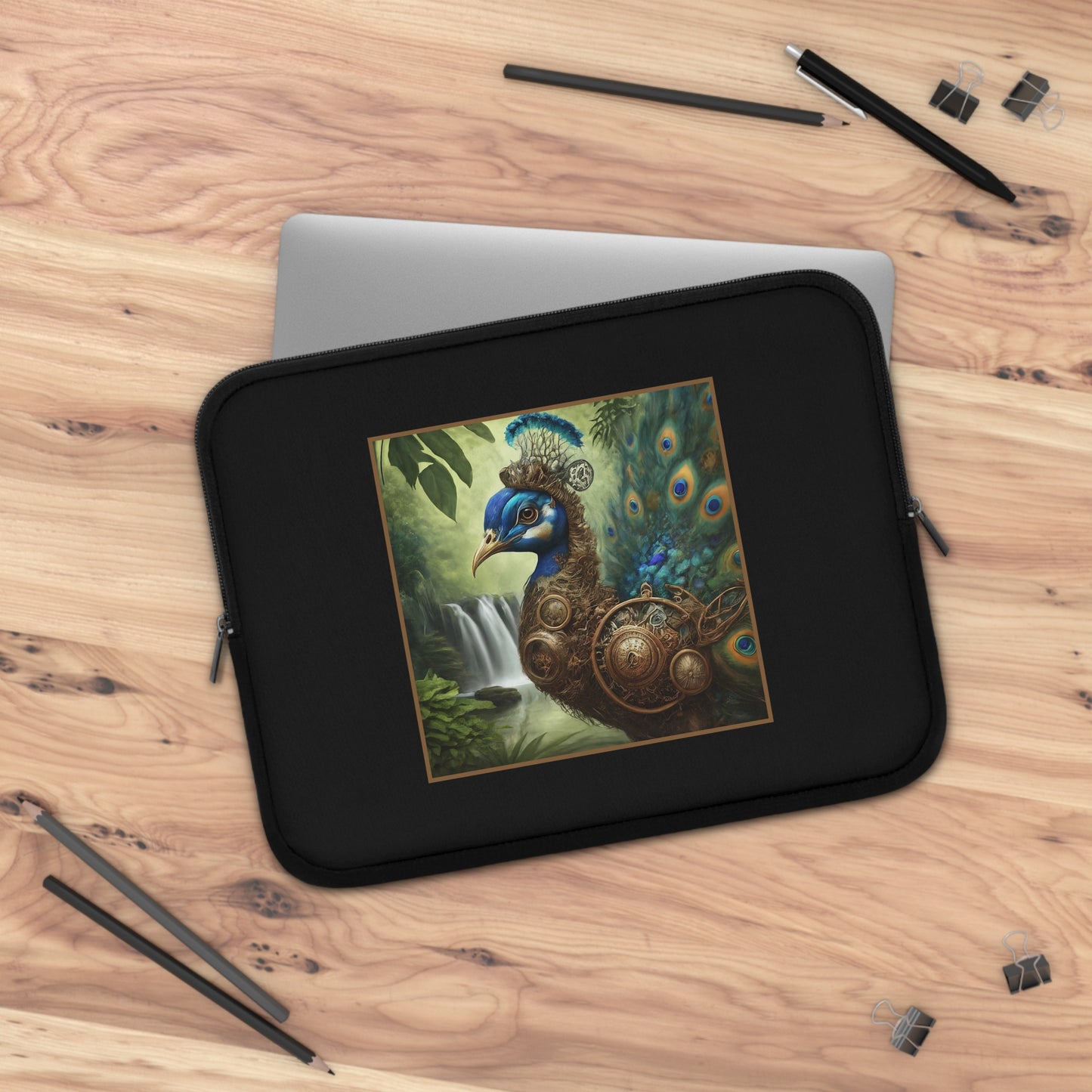 Laptop Sleeve (Sizes: 13", 15", 17"):  Steampunk Menagerie [Peacock]