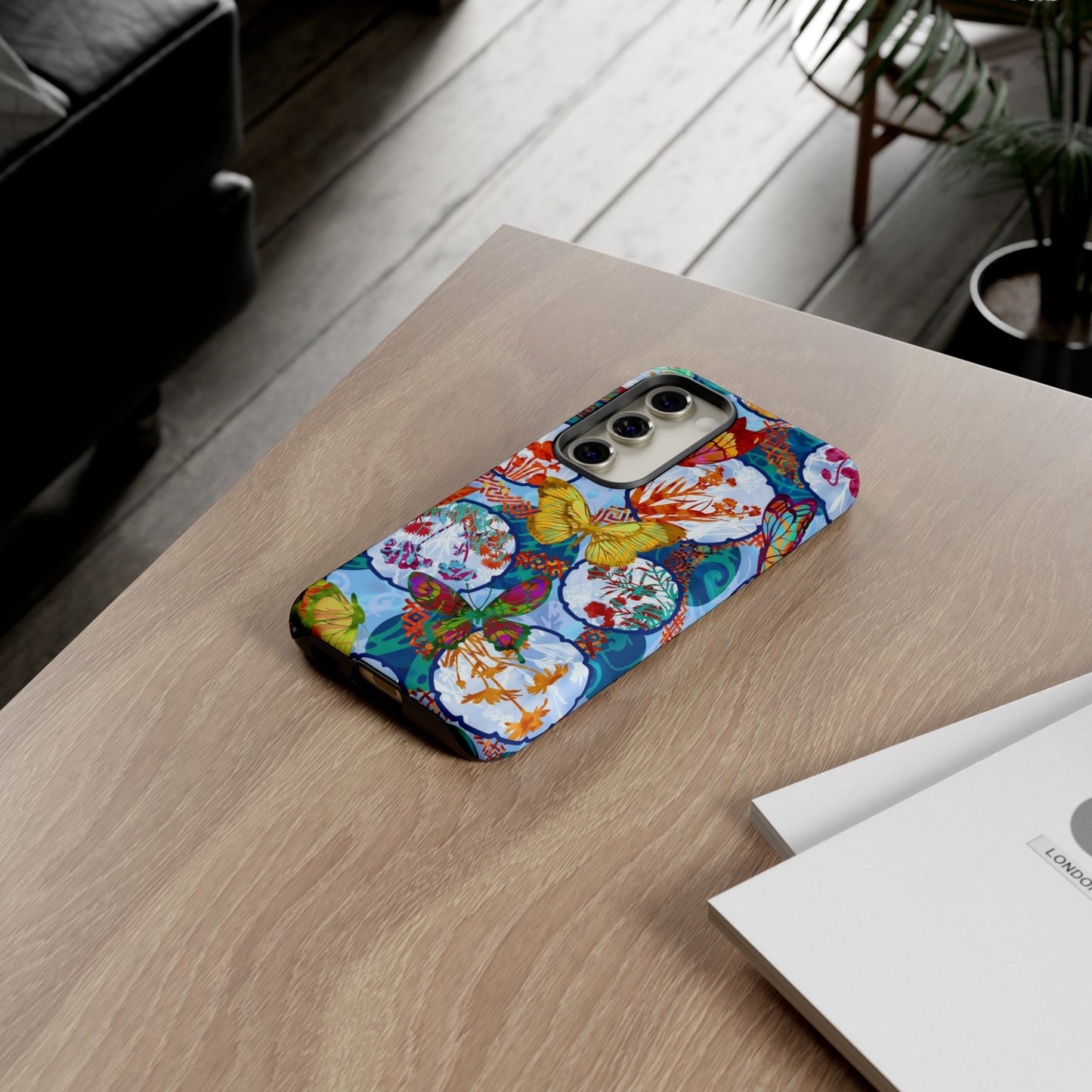 Samsung Galaxy Series Tough Case-Phone Case: Dragons [Light Blue Butterflies]