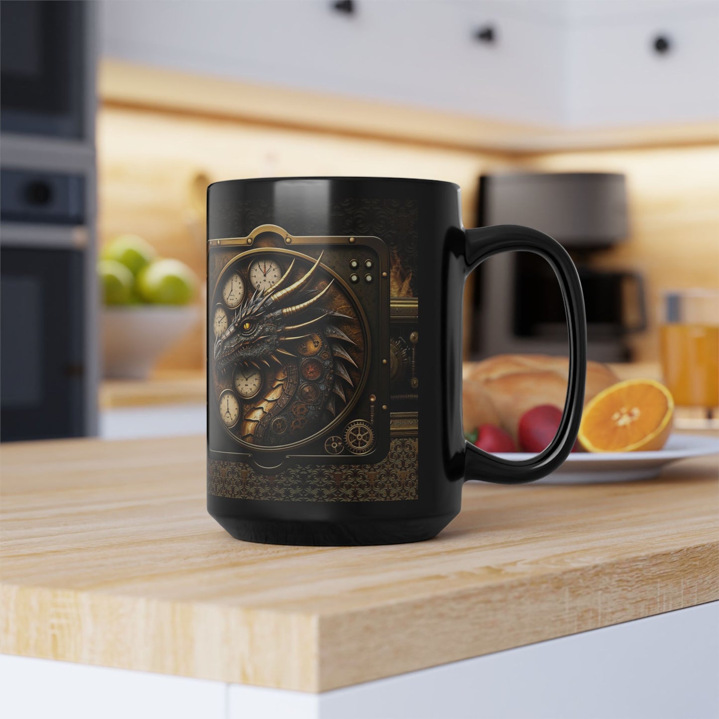 Black Mug-15oz:  "Dragons Steampunk" Panel
