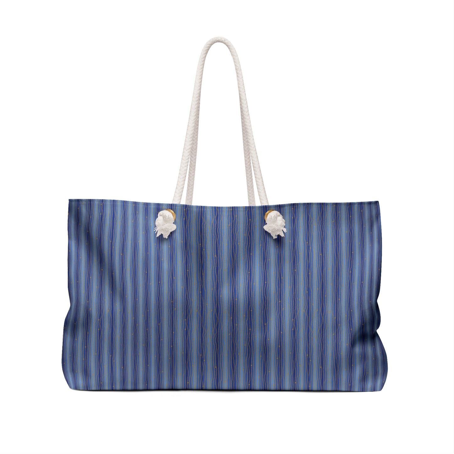 Weekender Tote Bag (Large):  Celestial [Blue-Gold Speck Stripes]