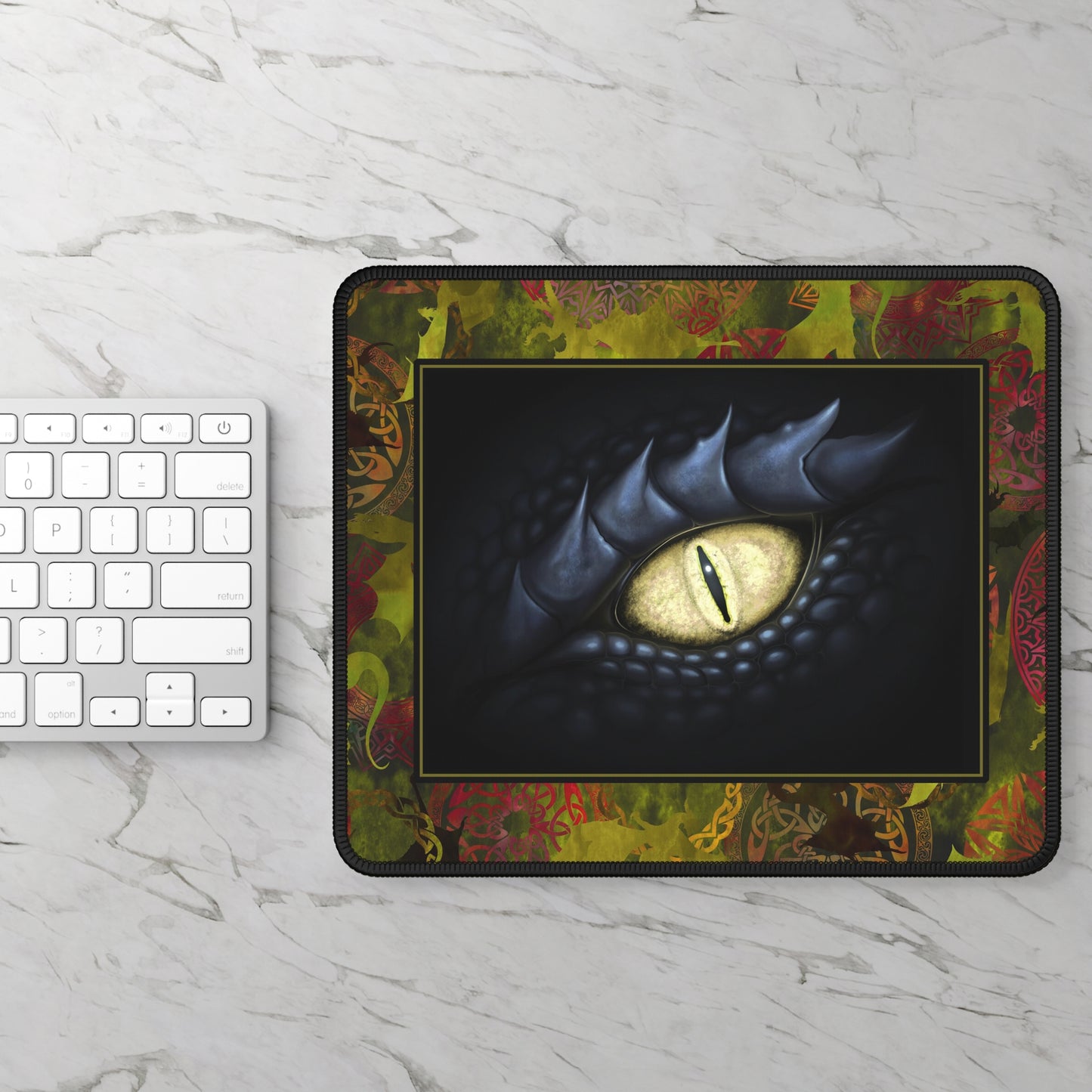 Mouse Pad-Gaming;  9x7 - "Dragons" [Dark Green Tonal]