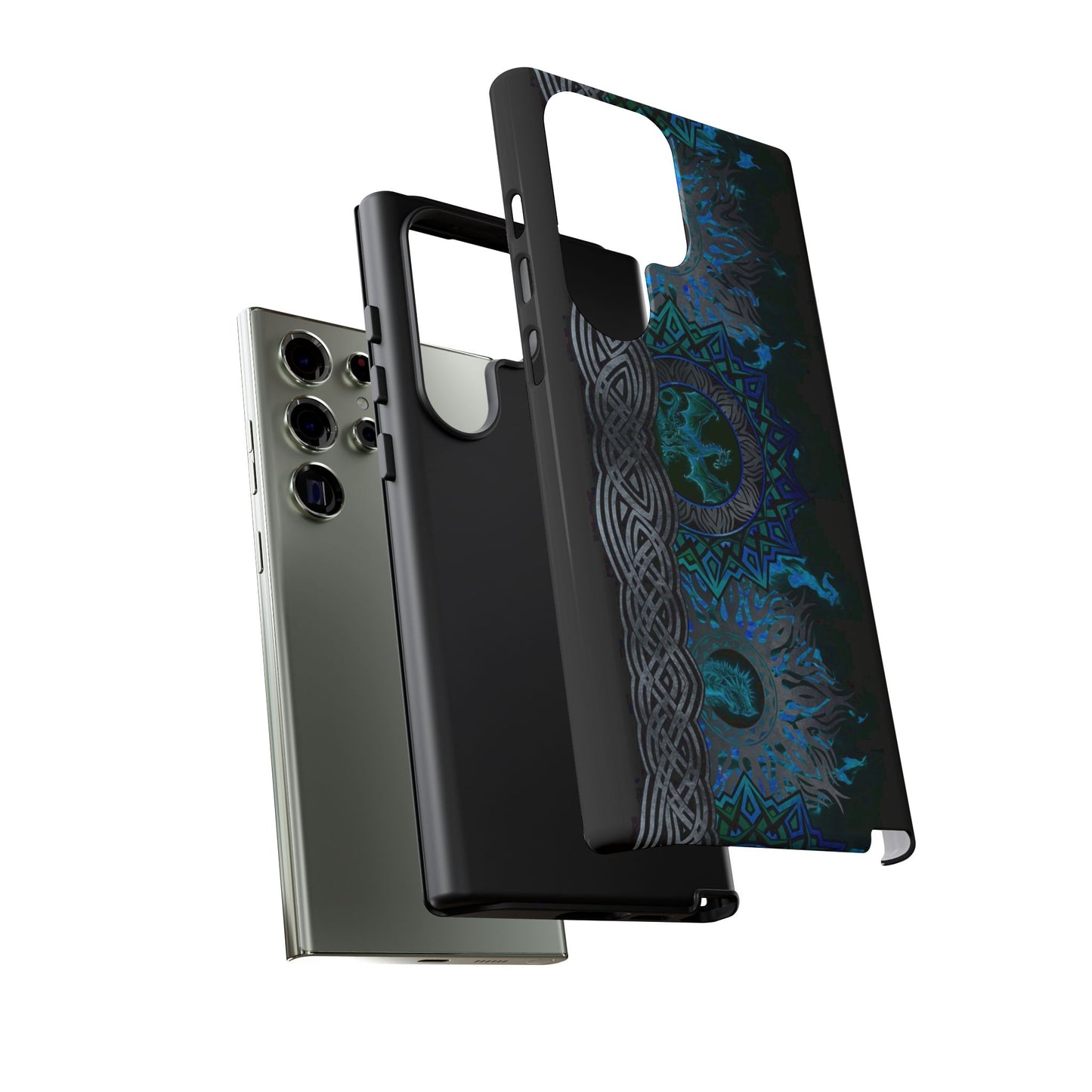 Samsung Galaxy S23 - Tough Case-Phone Case: Dragons-Blue Fury Border