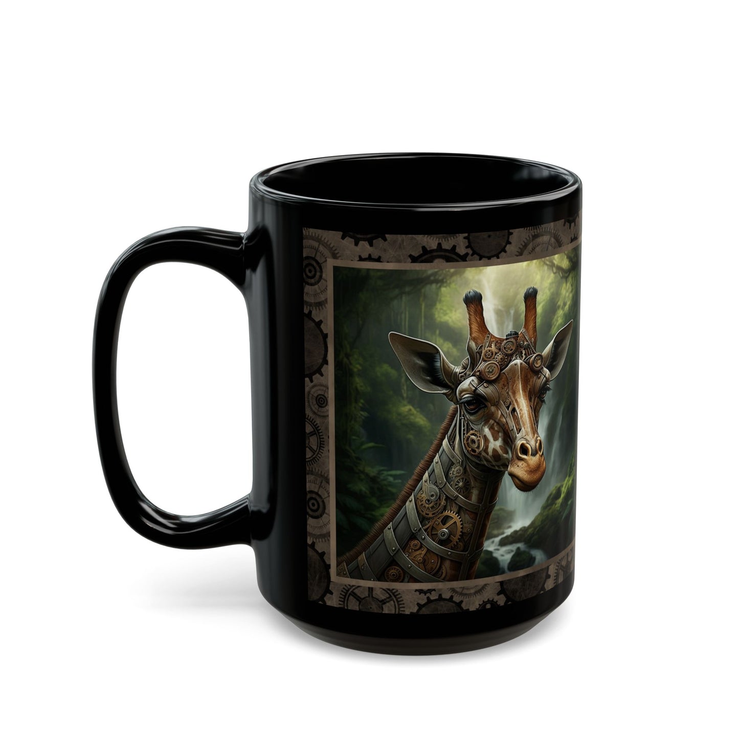 Black Mug-15oz:  "Steampunk Giraffe" Panel